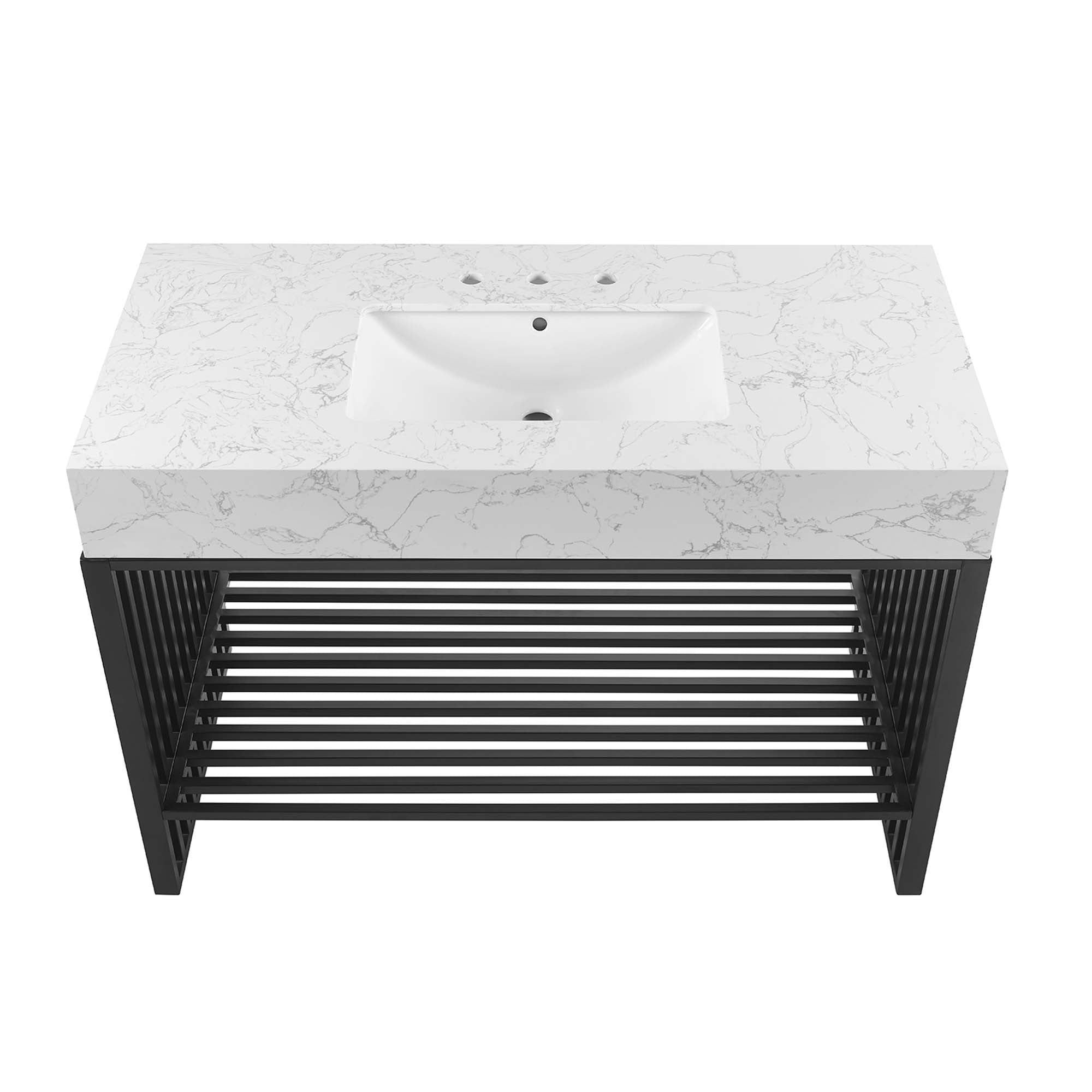 Gridiron 48" Bathroom Vanity, White Black