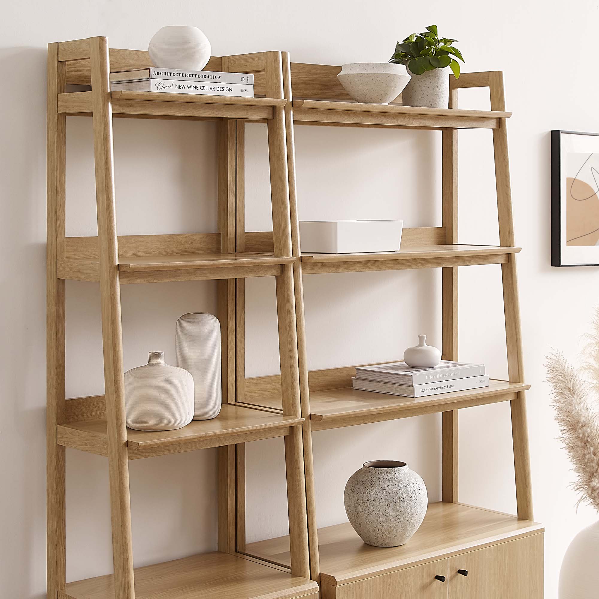 Bixby Wood Bookshelves Set of 2, Oak