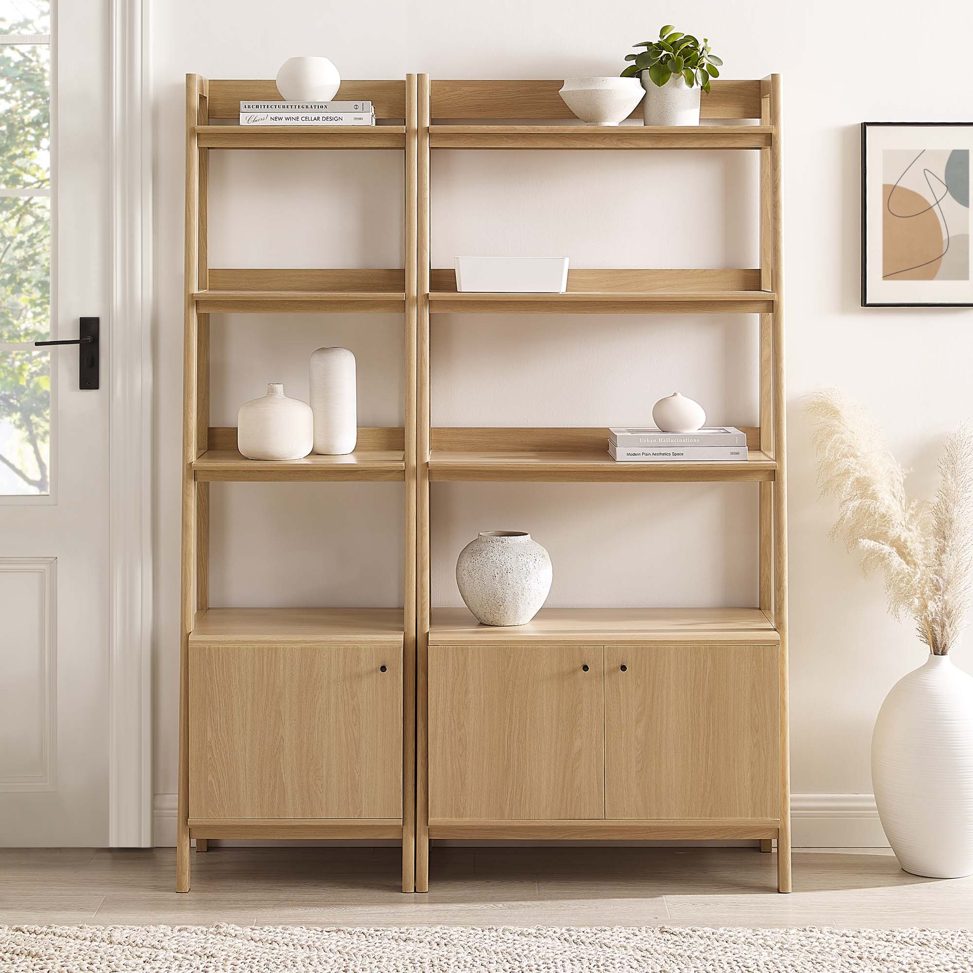 Bixby Wood Bookshelves Set of 2, Oak