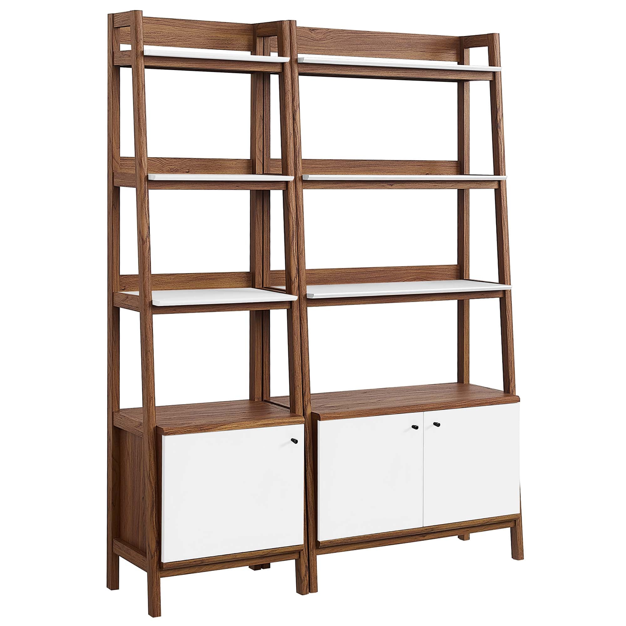 Bixby Wood Bookshelves Set of 2, Walnut White