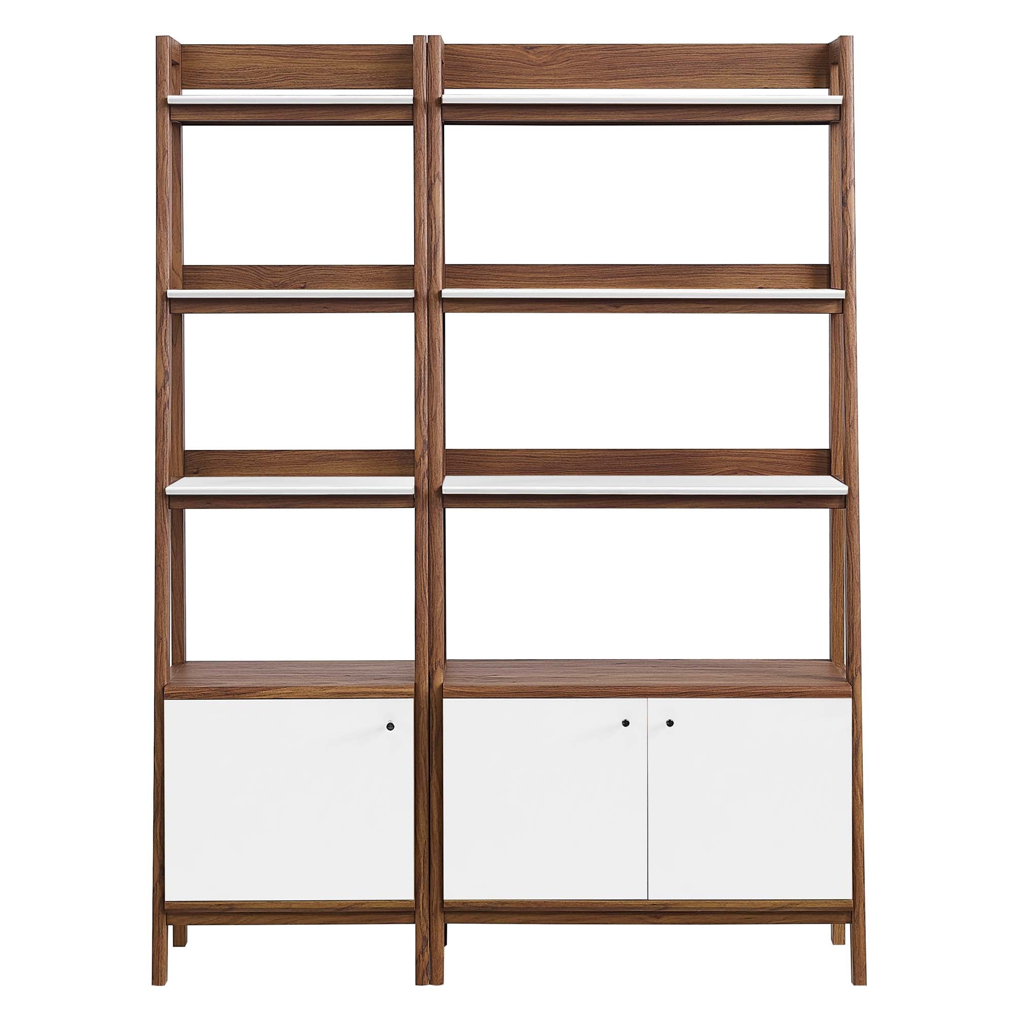 Bixby Wood Bookshelves Set of 2, Walnut White