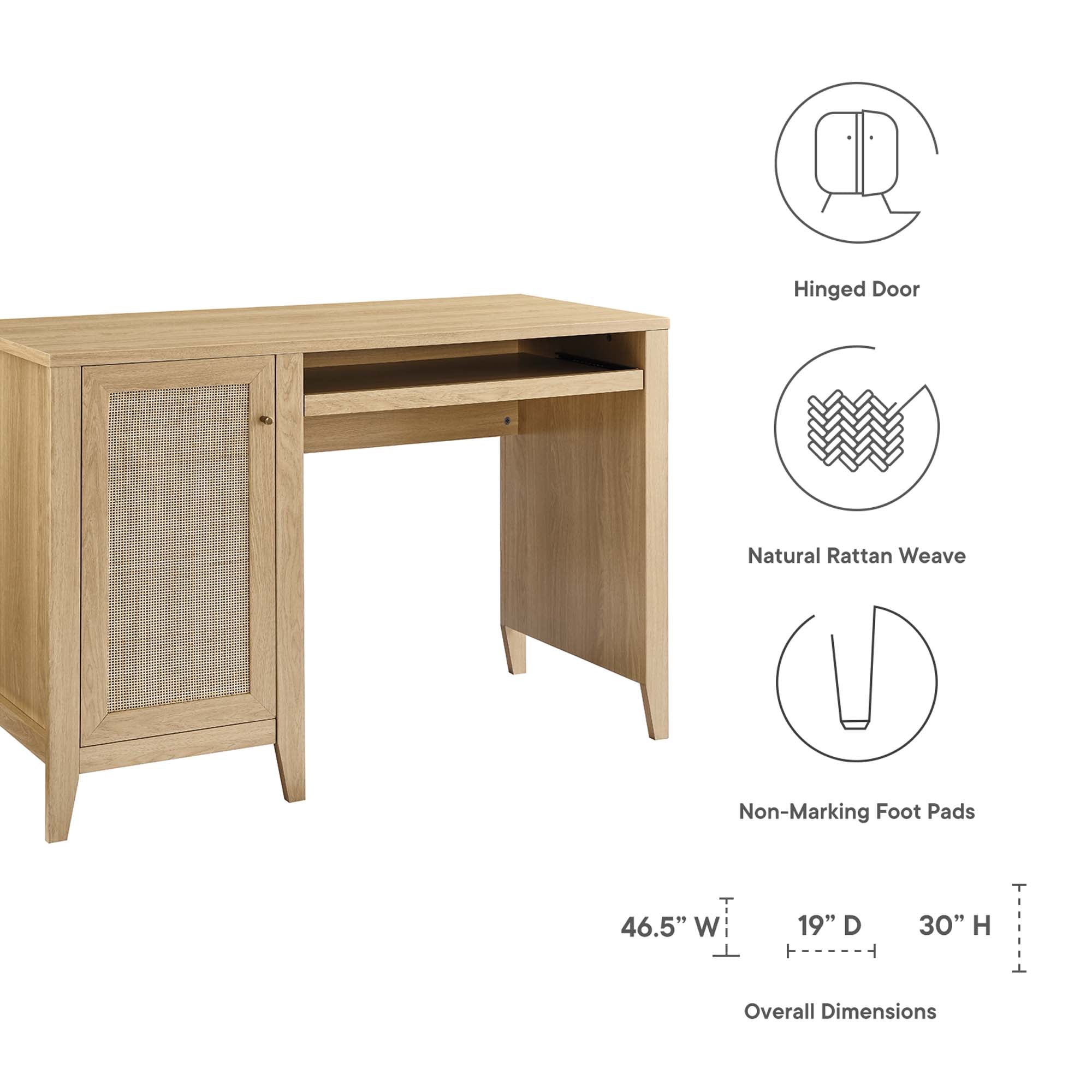 Soma 47" Office Desk, Oak