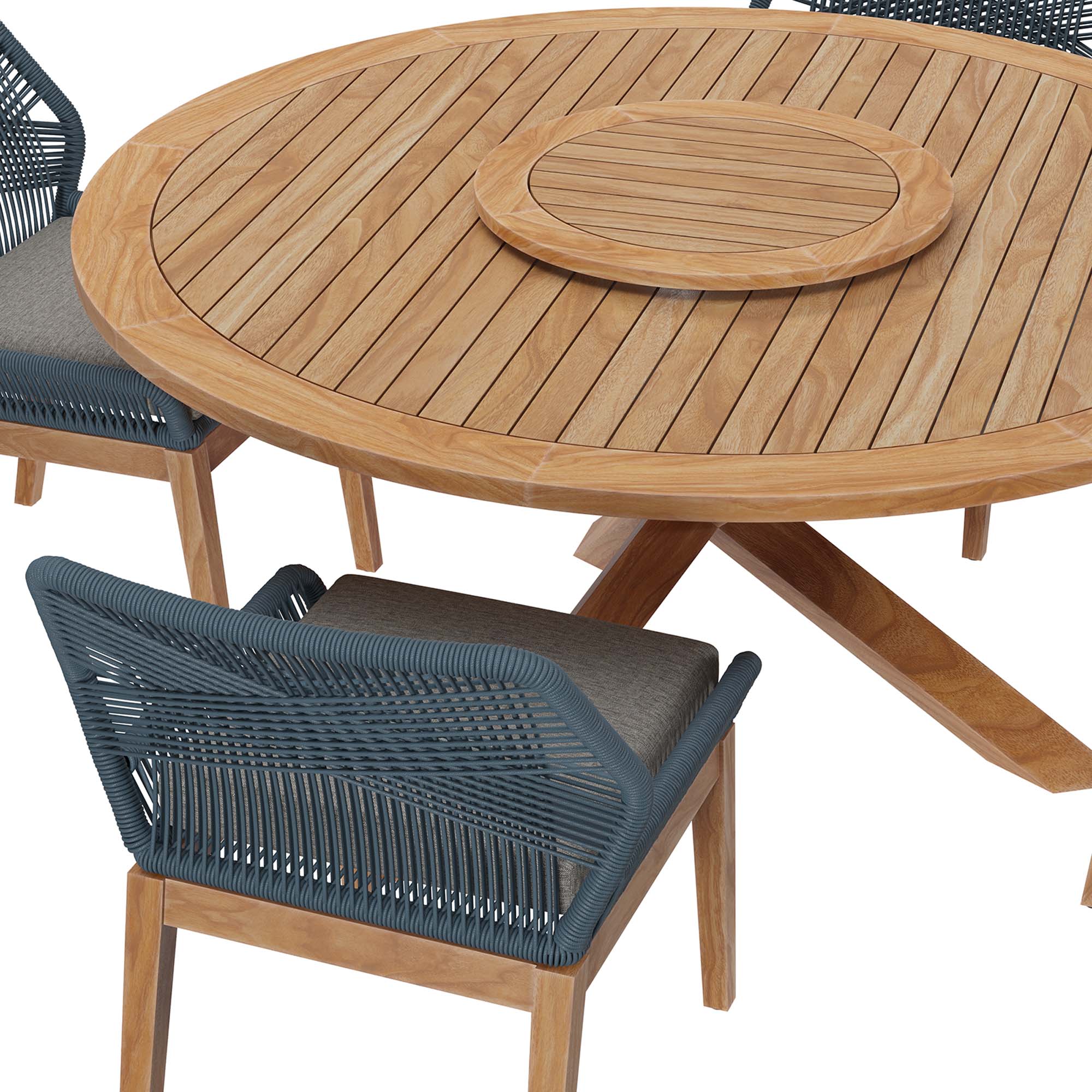 Wellspring 5-Piece Outdoor Patio Teak Wood Dining Set, Blue Graphite
