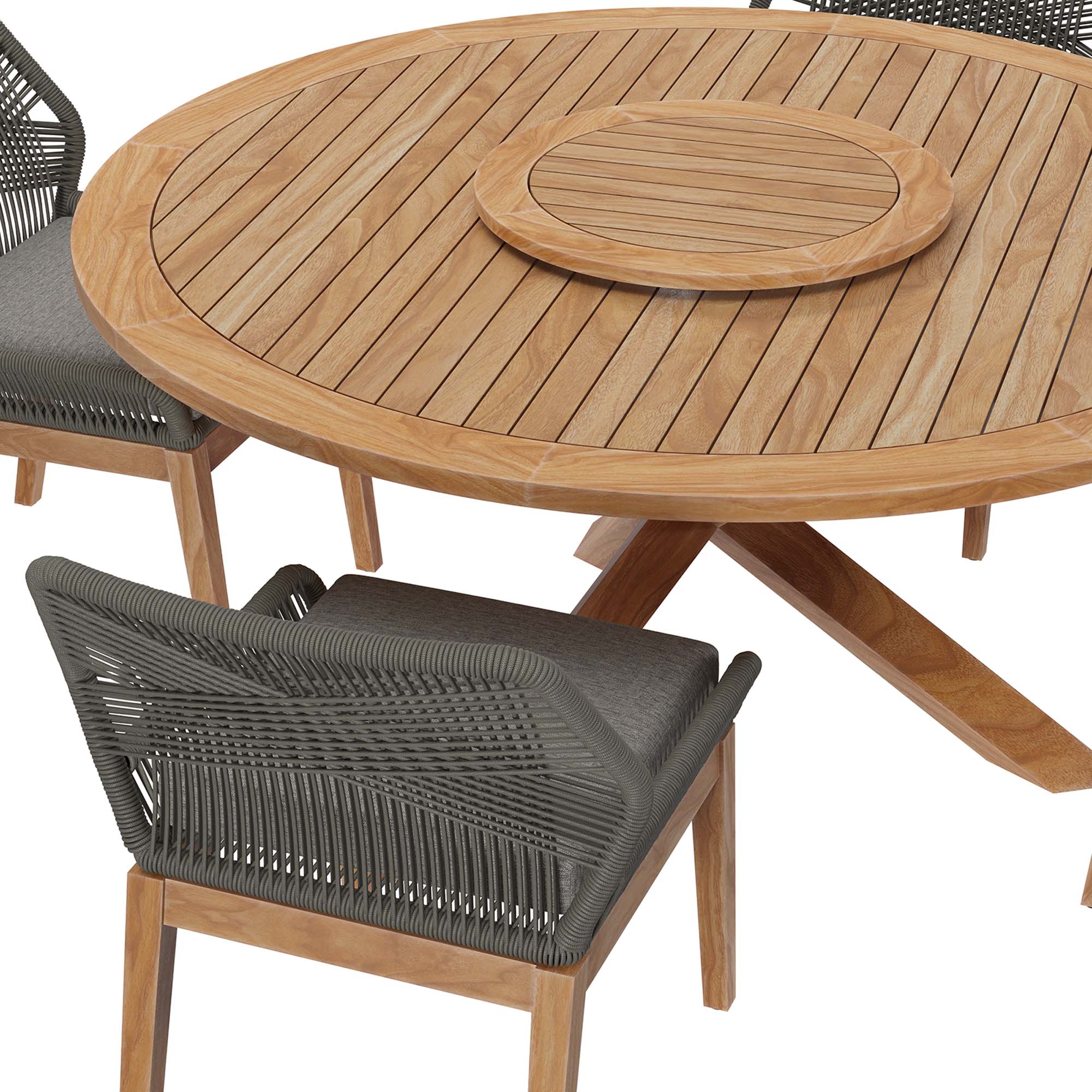 Wellspring 5-Piece Outdoor Patio Teak Wood Dining Set, Gray Graphite