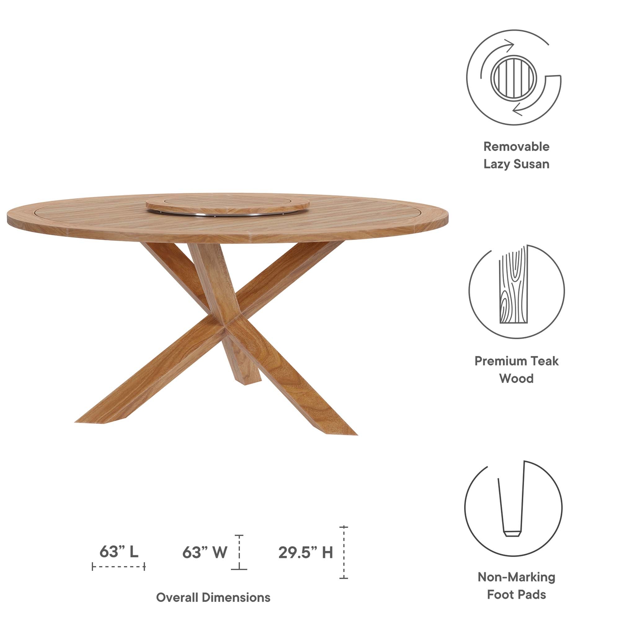 Wellspring 5-Piece Outdoor Patio Teak Wood Dining Set, Gray Graphite