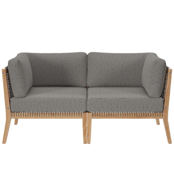 Clearwater Outdoor Patio Teak Wood Loveseat, Gray Graphite