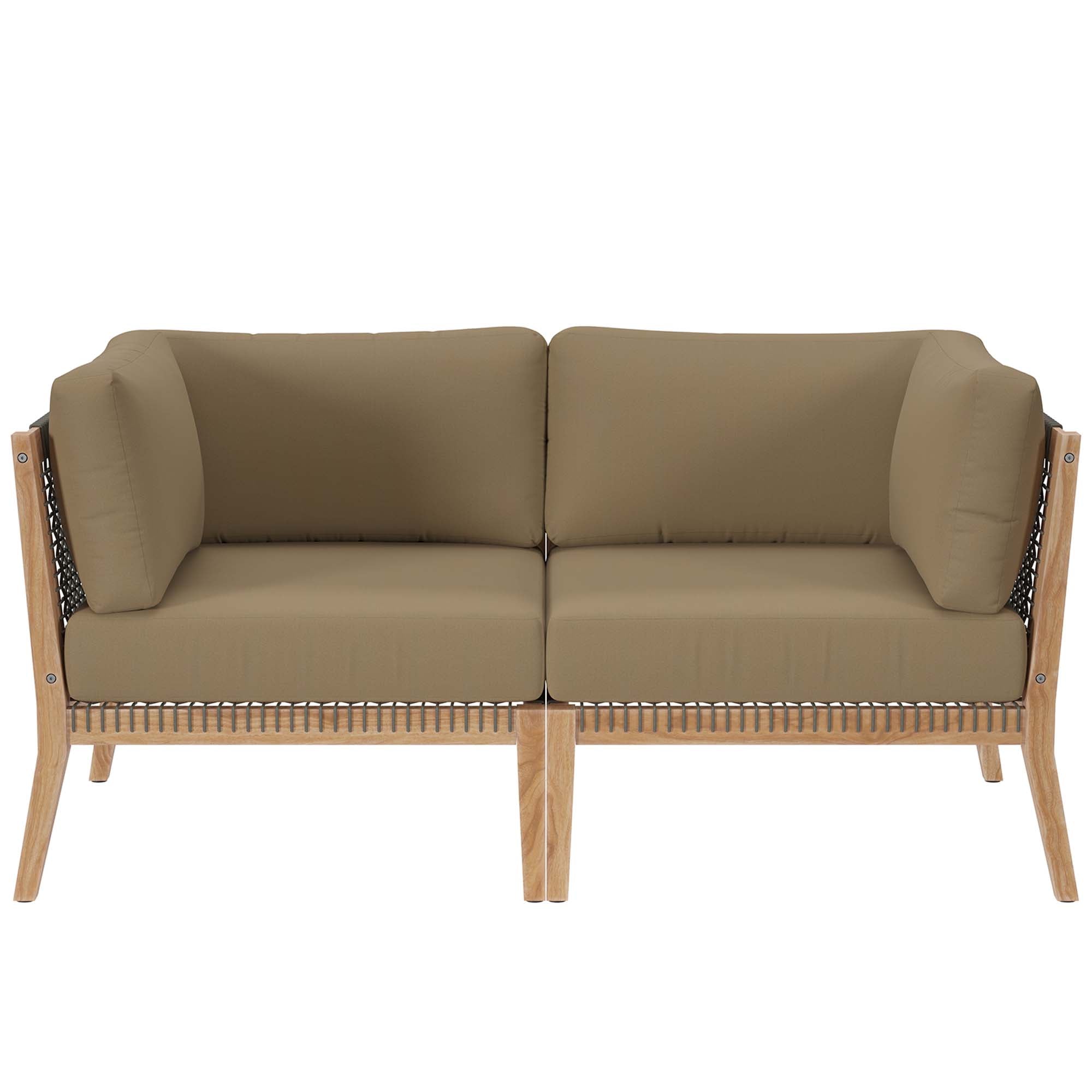 Clearwater Outdoor Patio Teak Wood Loveseat, Gray Light Brown