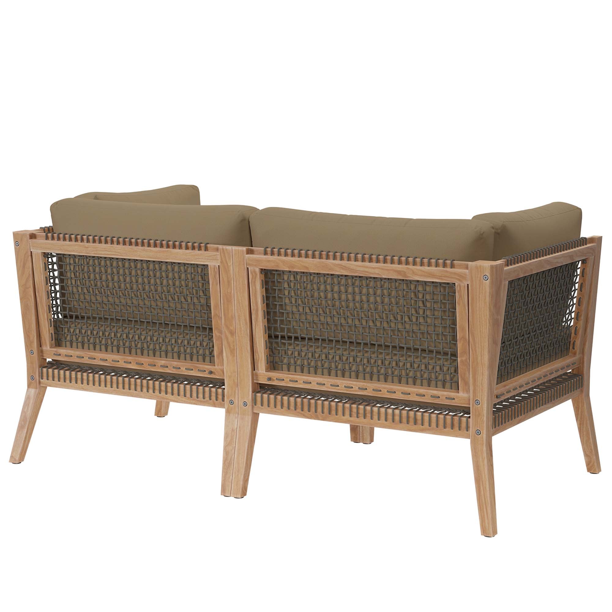 Clearwater Outdoor Patio Teak Wood Loveseat, Gray Light Brown