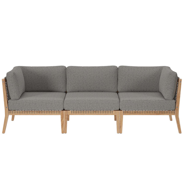 Clearwater Outdoor Patio Teak Wood Sofa, Gray Graphite