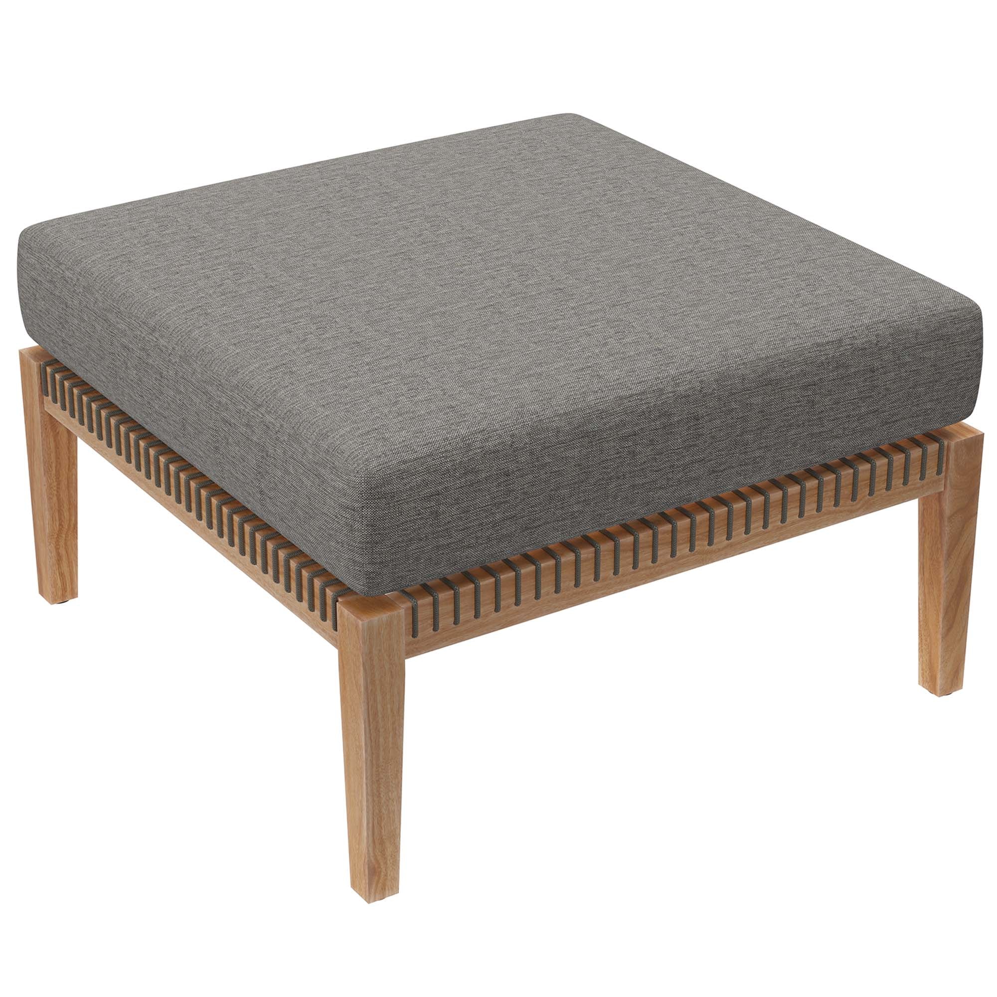Clearwater 4-Piece Outdoor Patio Teak Wood Sectional Sofa, Gray Graphite