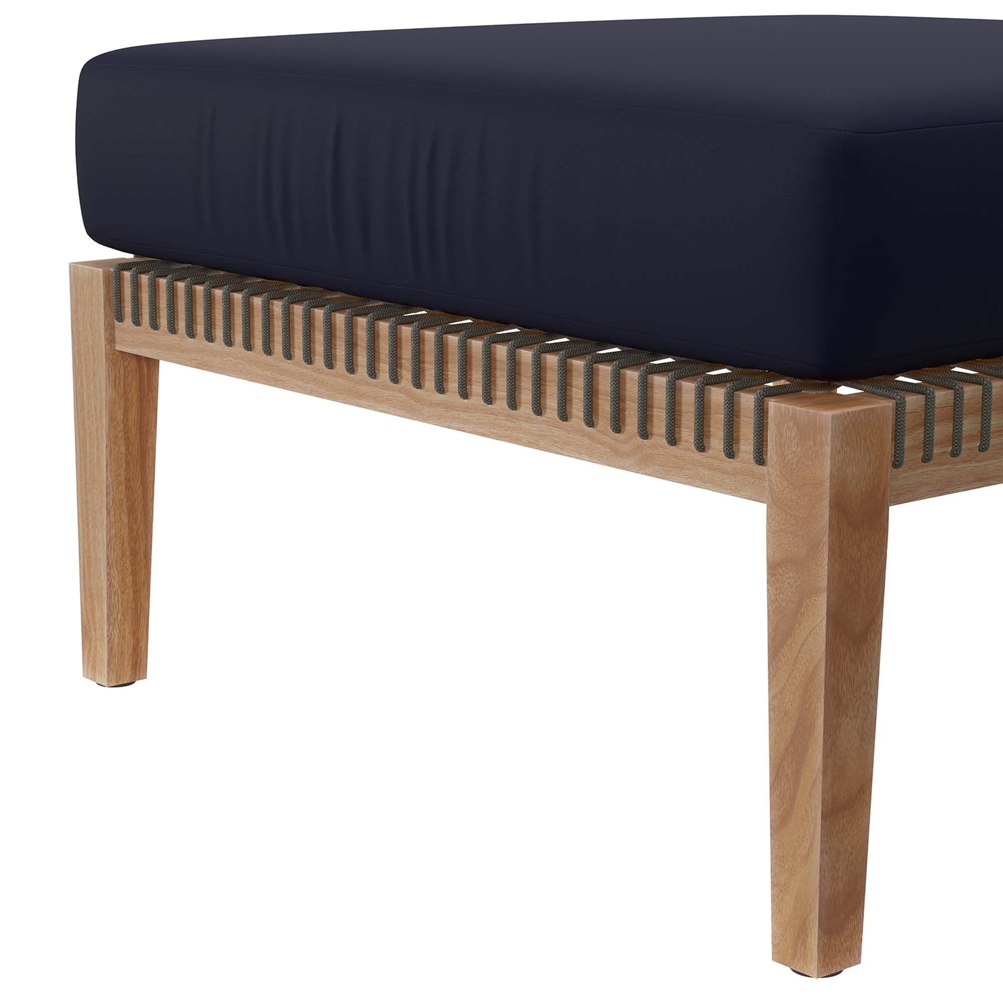 Clearwater 4-Piece Outdoor Patio Teak Wood Sectional Sofa, Gray Navy