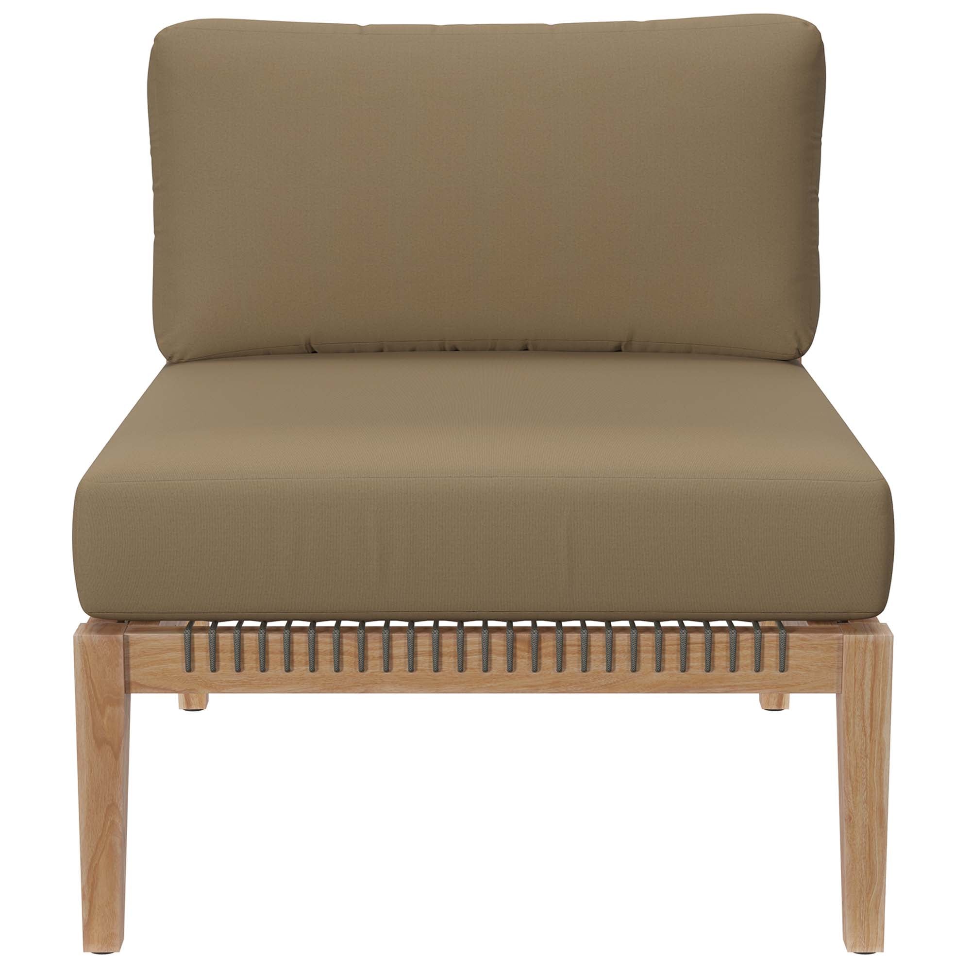 Clearwater 5-Piece Outdoor Patio Teak Wood Sectional Sofa, Gray Light Brown