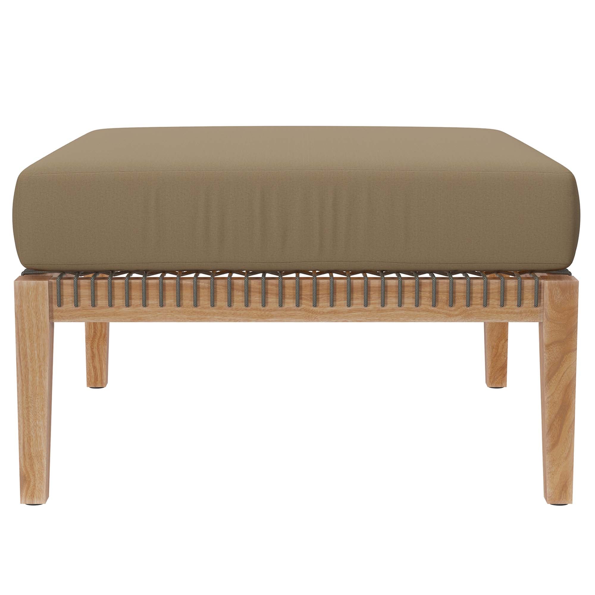 Clearwater 6-Piece Outdoor Patio Teak Wood Sectional Sofa, Gray Light Brown