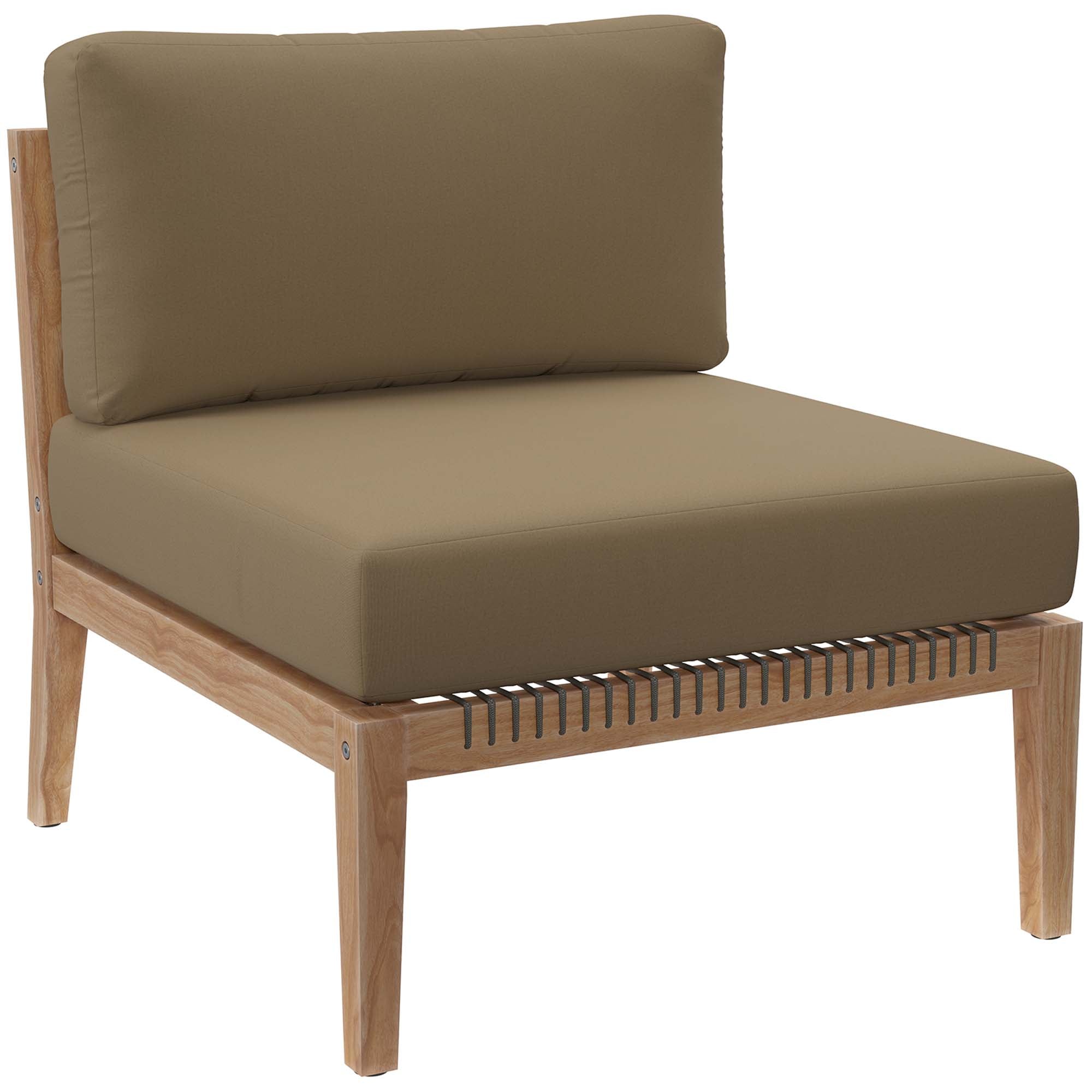 Clearwater 6-Piece Outdoor Patio Teak Wood Sectional Sofa, Gray Light Brown