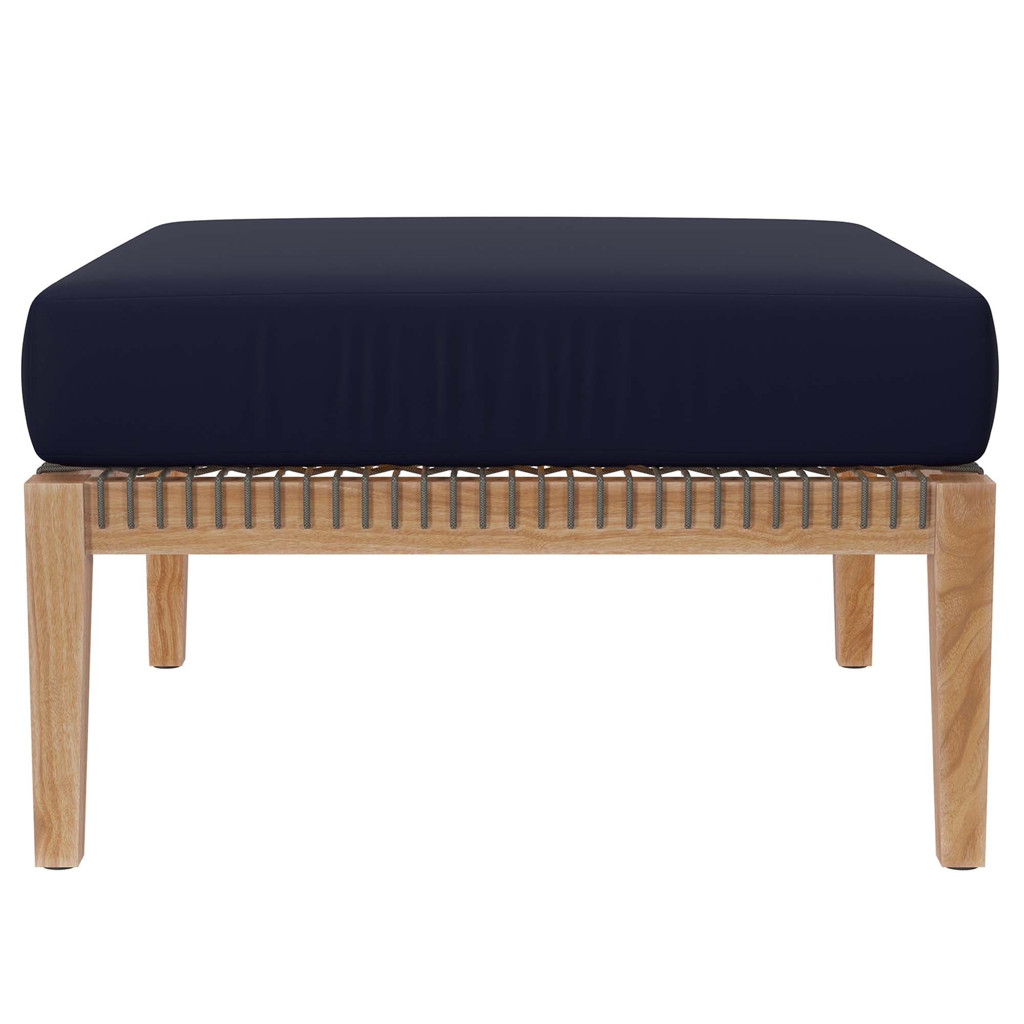 Clearwater 6-Piece Outdoor Patio Teak Wood Sectional Sofa, Gray Navy
