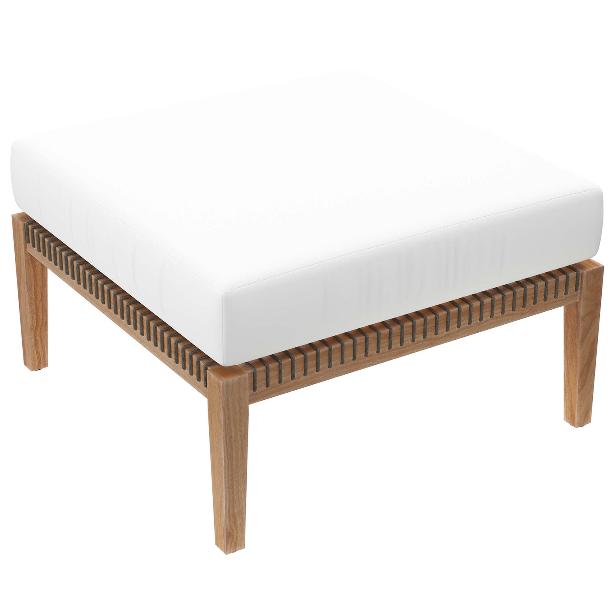 Clearwater 6-Piece Outdoor Patio Teak Wood Sectional Sofa, Gray White