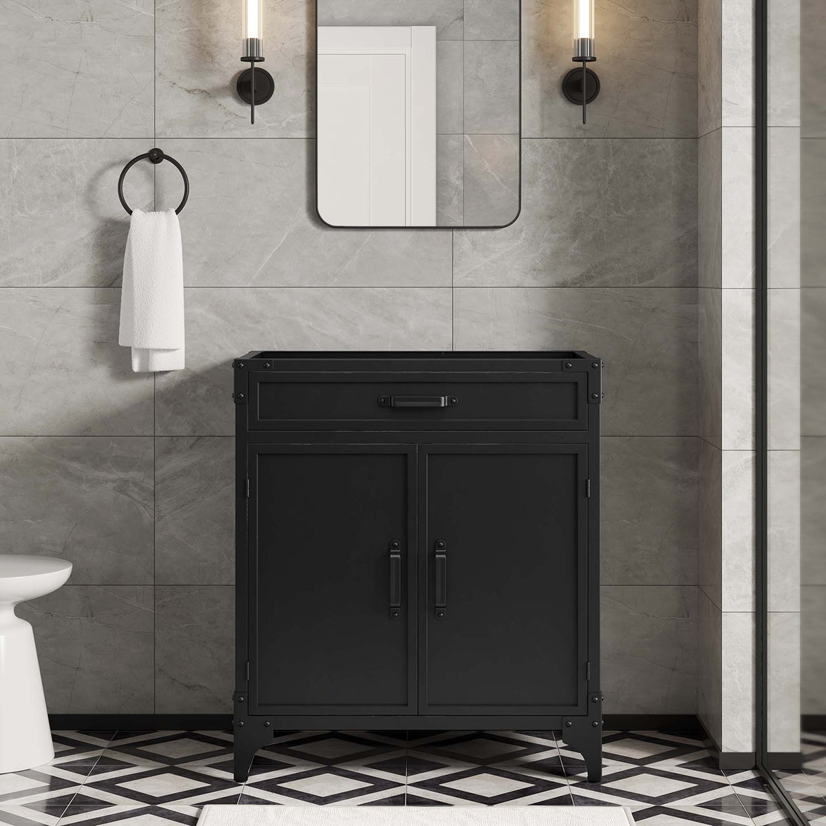 Steamforge 30" Bathroom Vanity Cabinet (Sink Basin Not Included), Black Walnut
