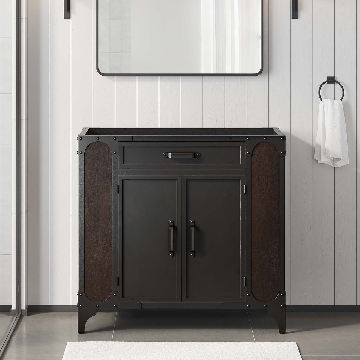Steamforge 36" Bathroom Vanity Cabinet (Sink Basin Not Included), Black Walnut