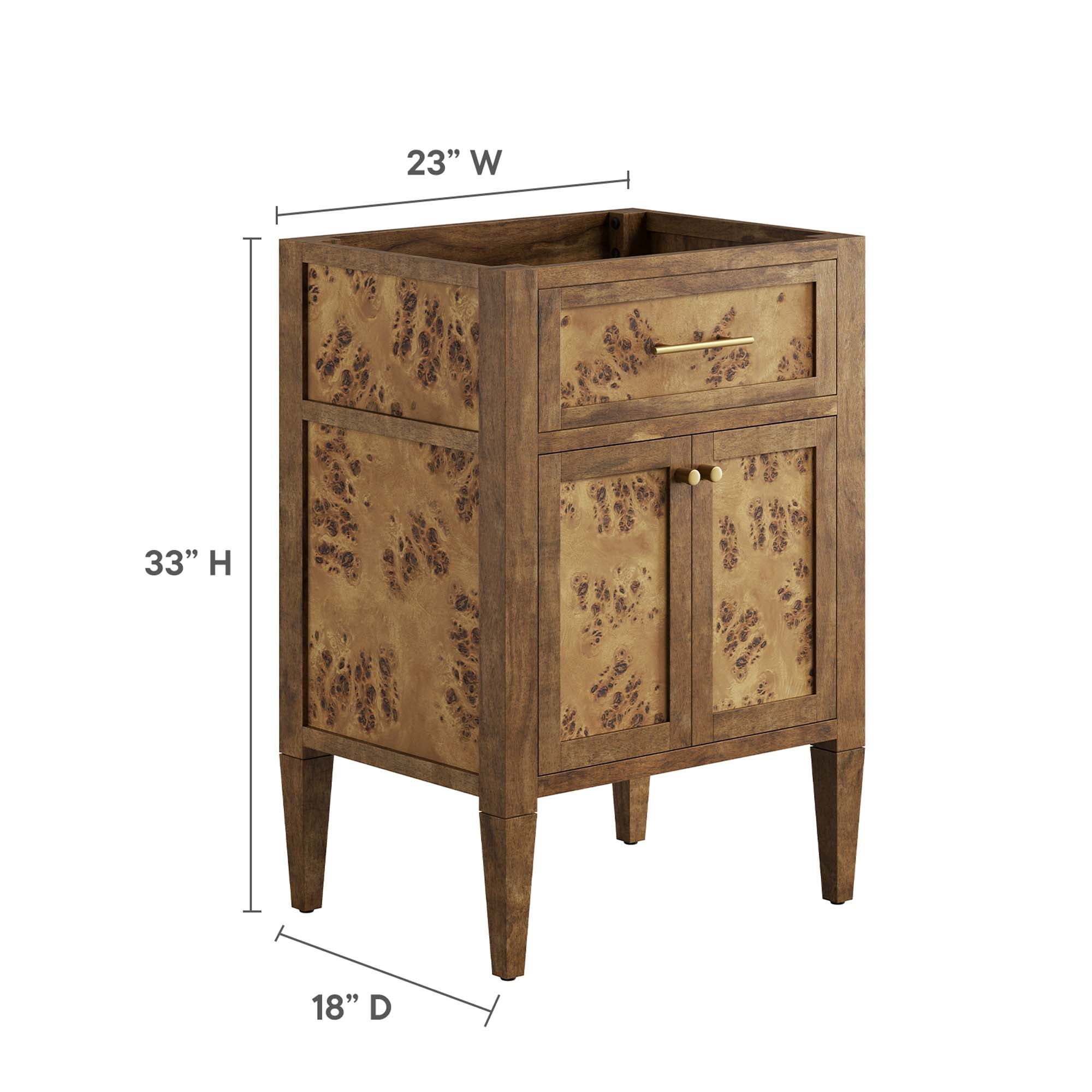 Elysian 24" Wood Bathroom Vanity Cabinet (Sink Basin Not Included), Brown