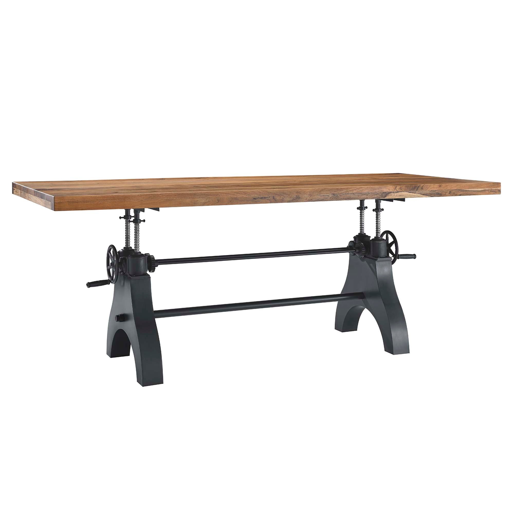 Genuine 96" Crank Adjustable Height Dining and Conference Table, Black Natural