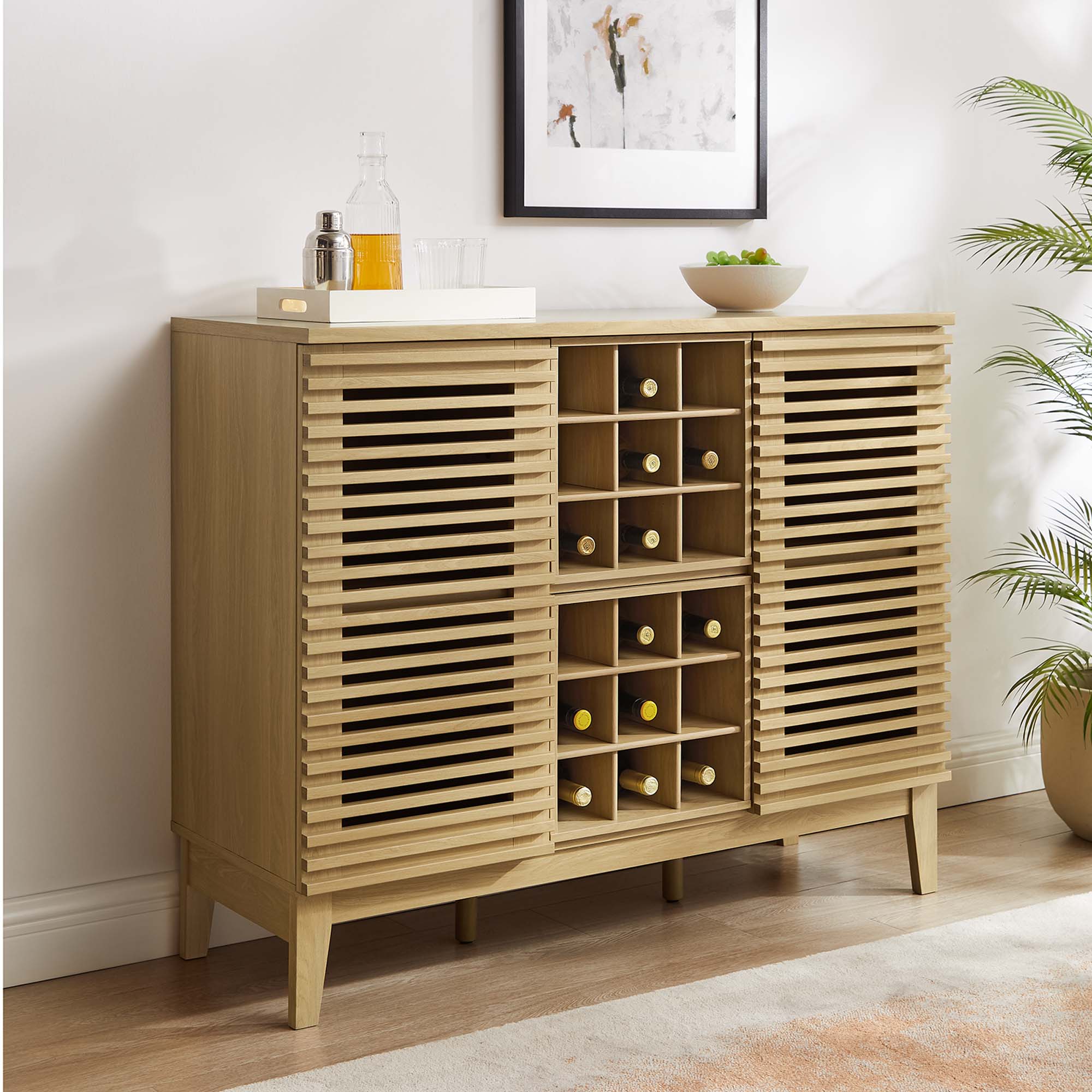 Render Bar Cabinet, Oak