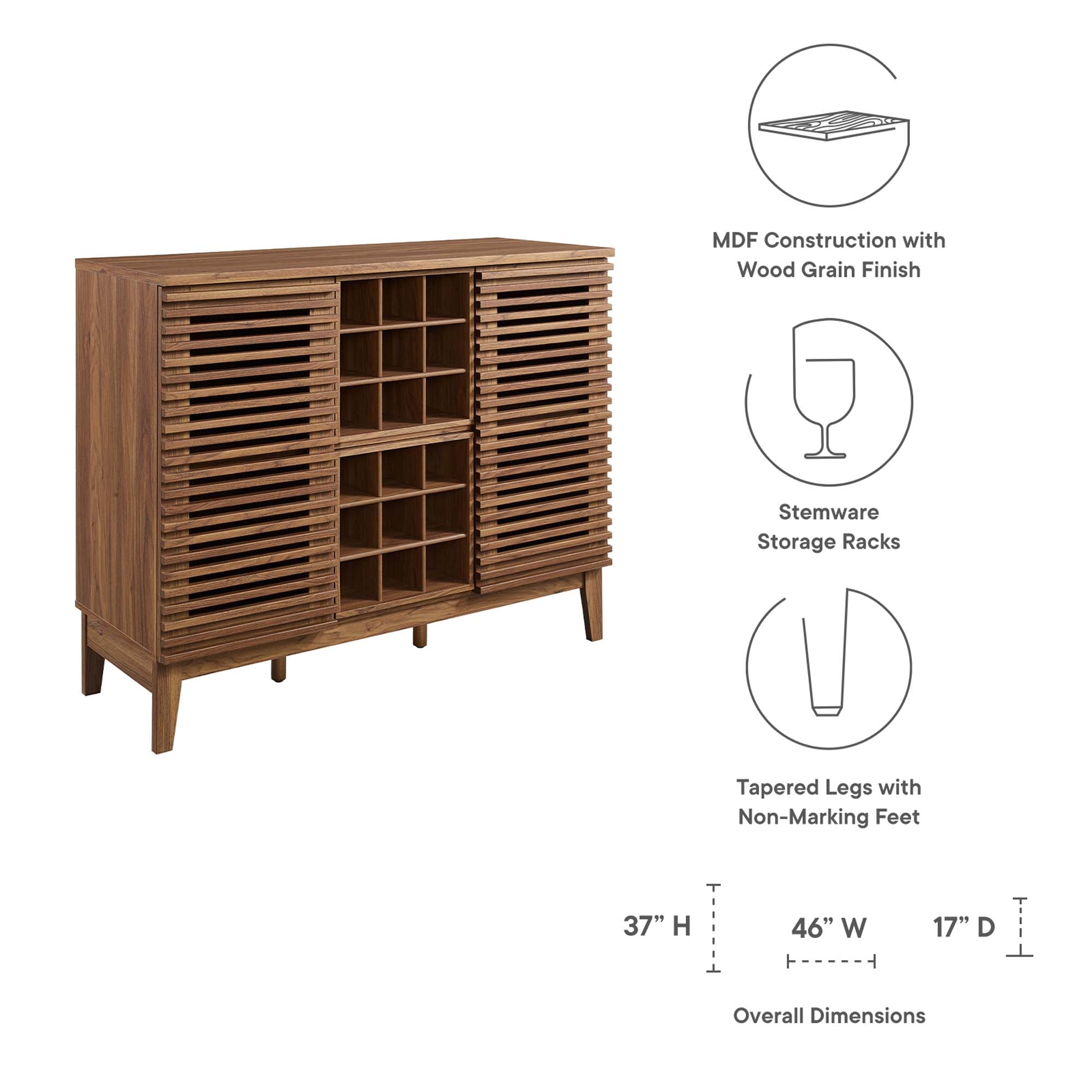 Render Bar Cabinet, Walnut
