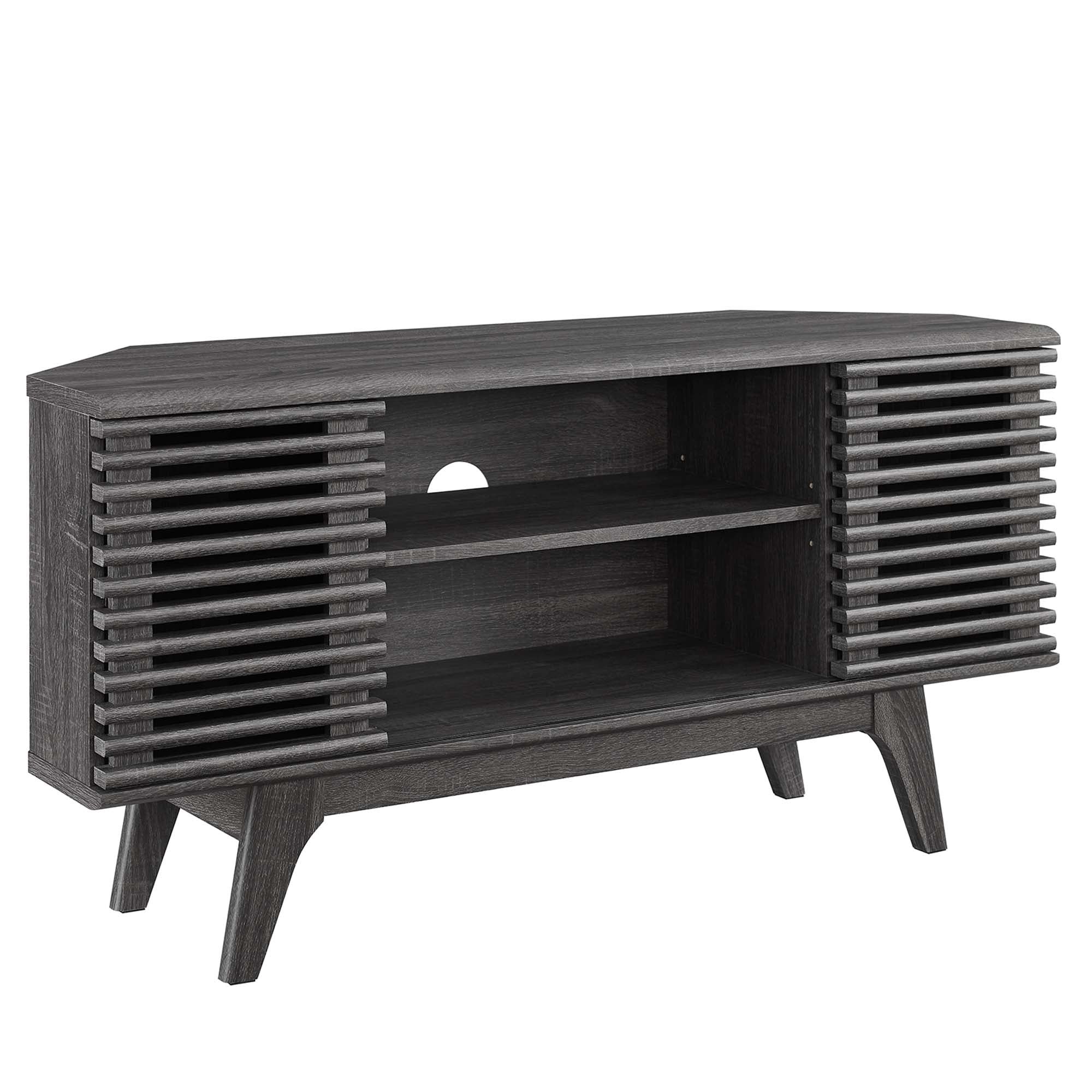 Render 46" Corner TV Stand, Charcoal