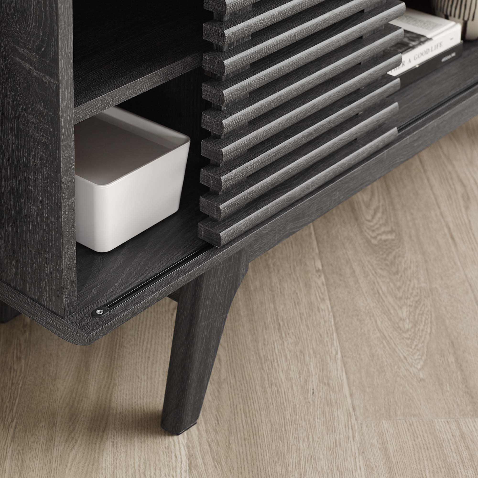 Render 46" Corner TV Stand, Charcoal