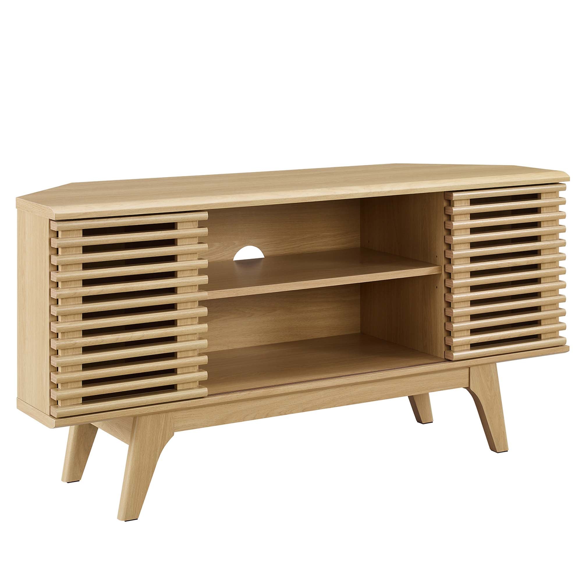 Render 46" Corner TV Stand, Oak