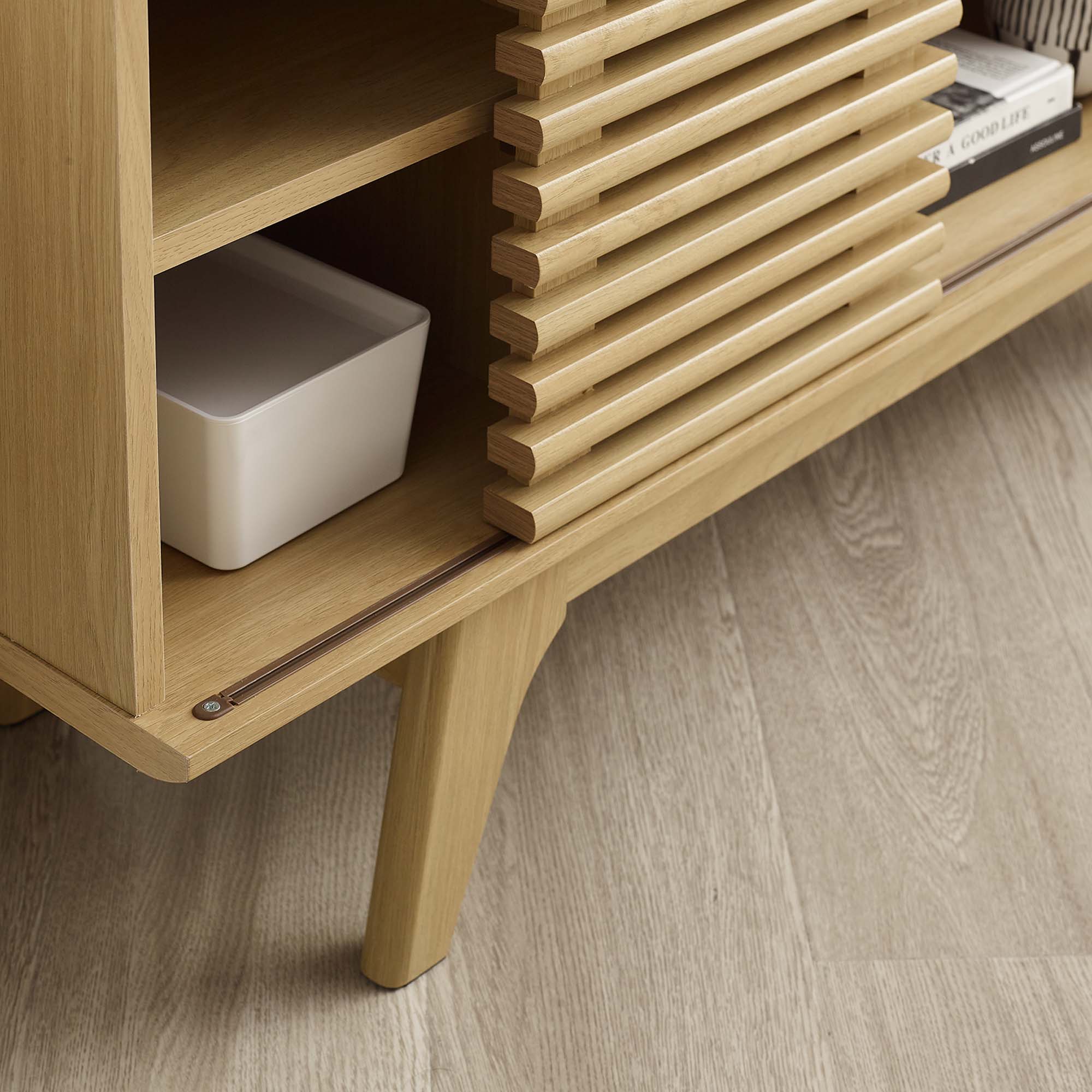 Render 46" Corner TV Stand, Oak