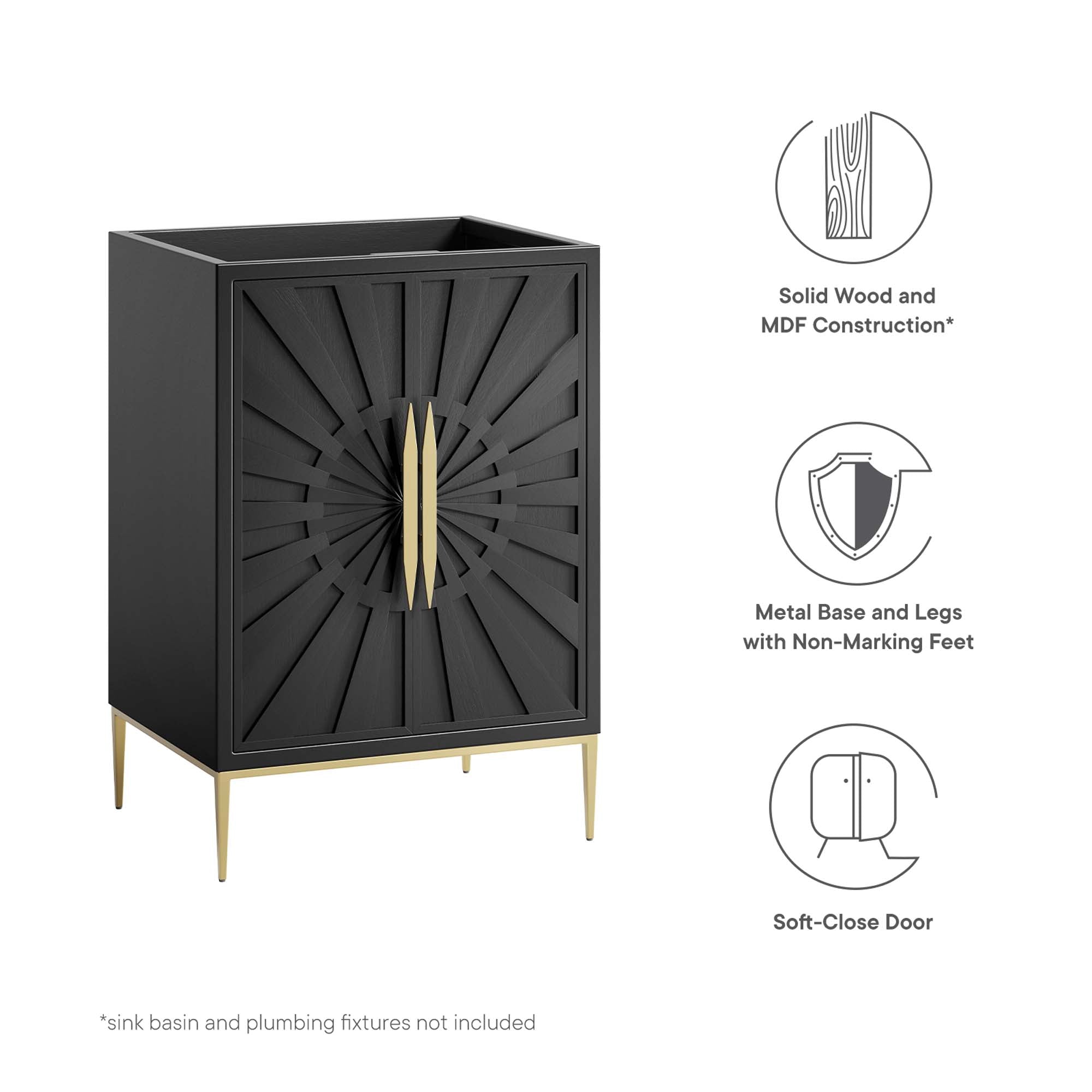Awaken 24" Bathroom Vanity Cabinet, Black