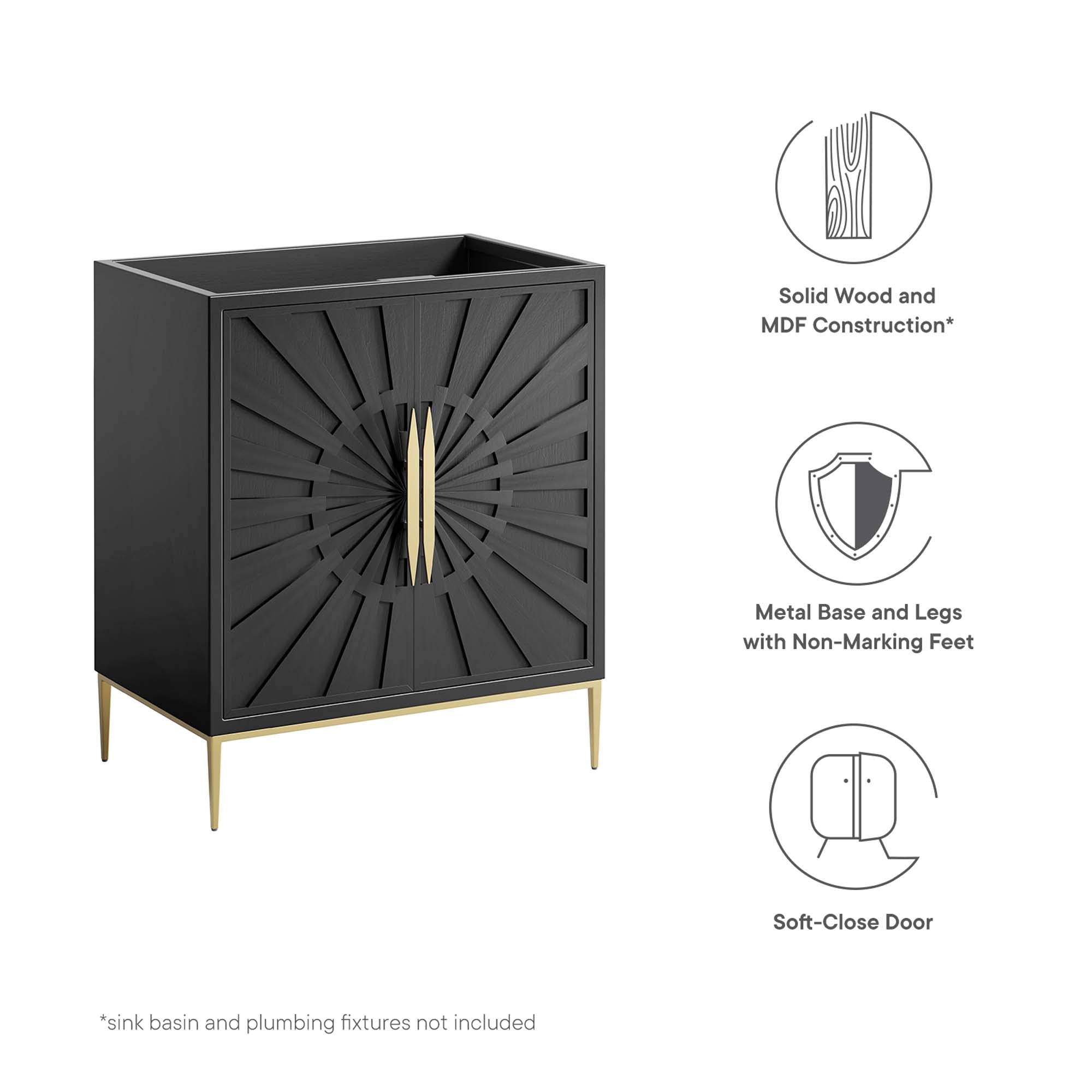 Awaken 30" Bathroom Vanity Cabinet, Black