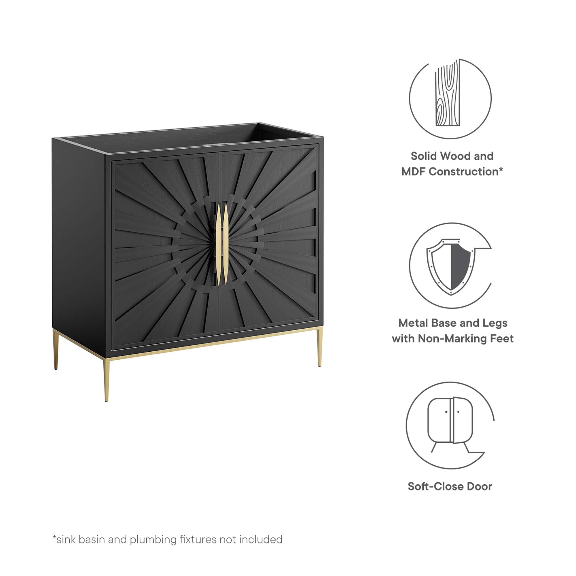 Awaken 36" Bathroom Vanity Cabinet, Black