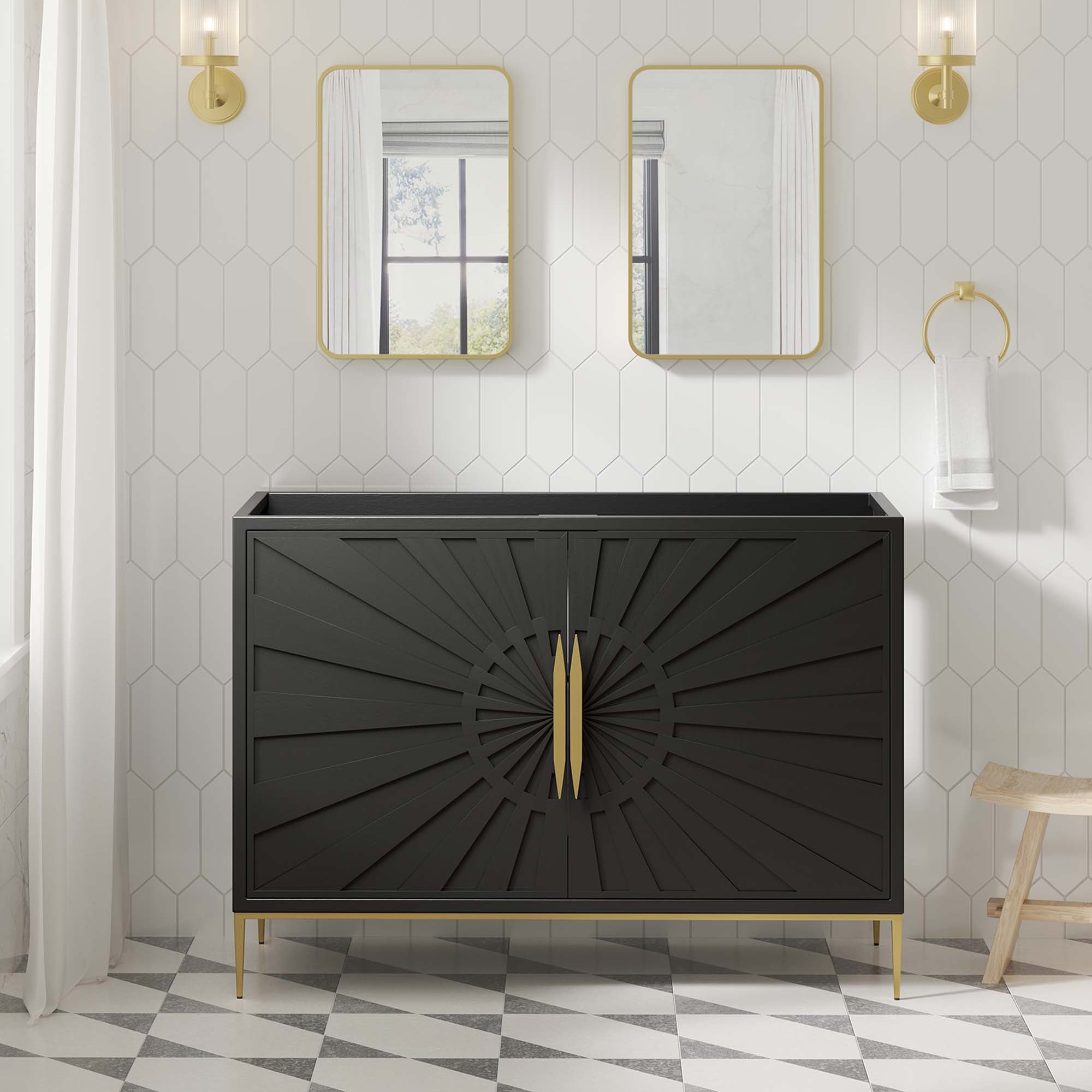 Awaken 48" Double or Single Sink Compatible (Not Included) Bathroom Vanity Cabinet, Black
