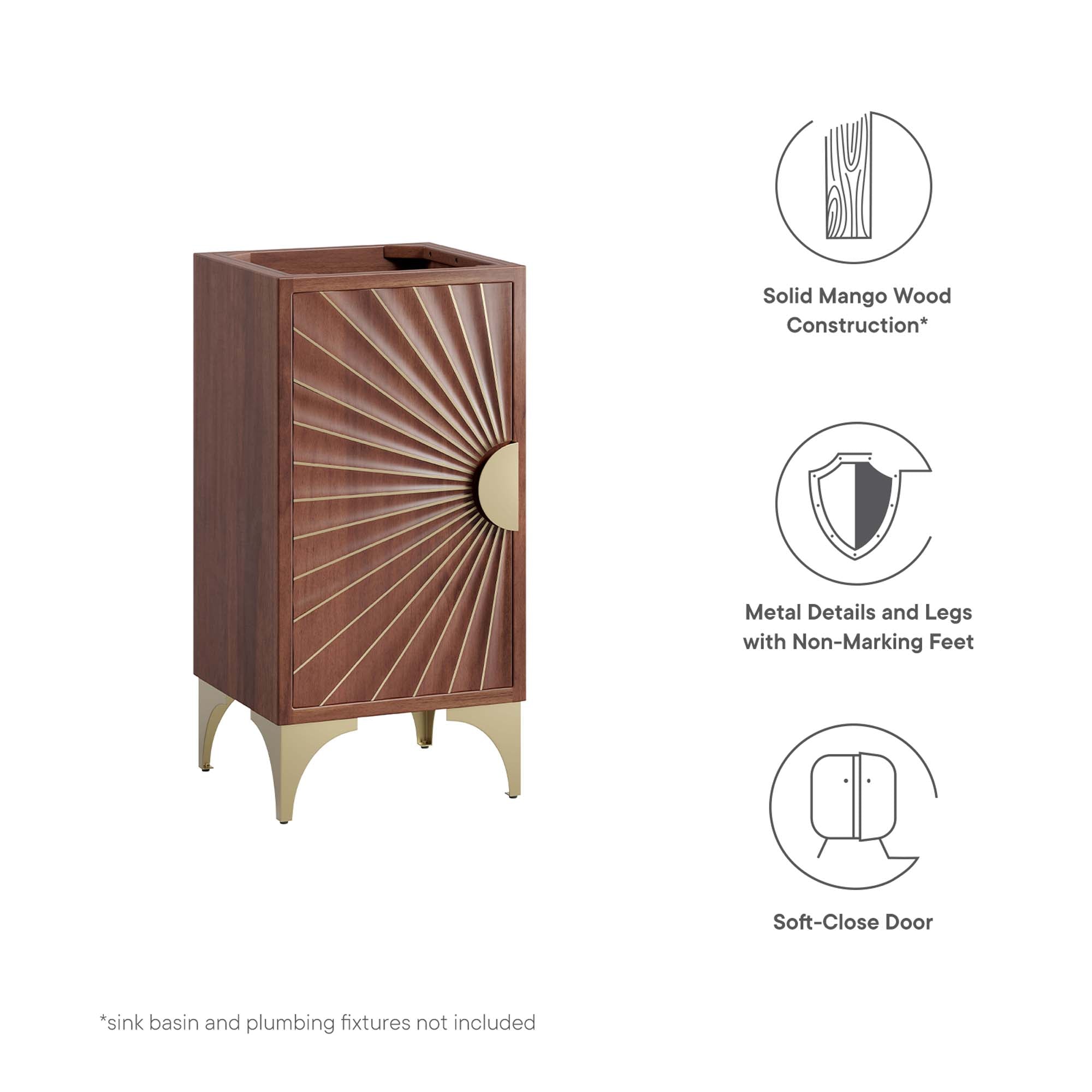 Daylight 18" Bathroom Vanity Cabinet, Walnut