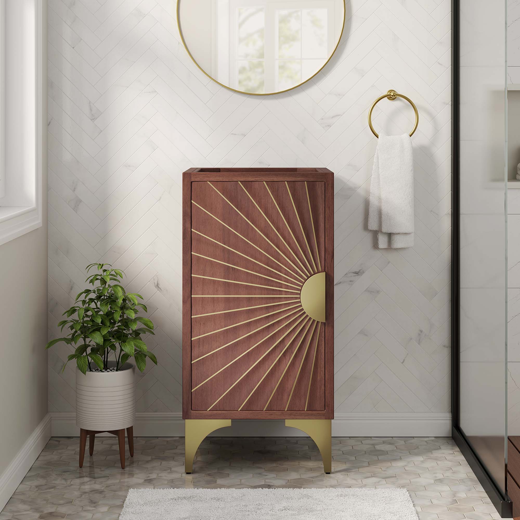 Daylight 18" Bathroom Vanity Cabinet, Walnut
