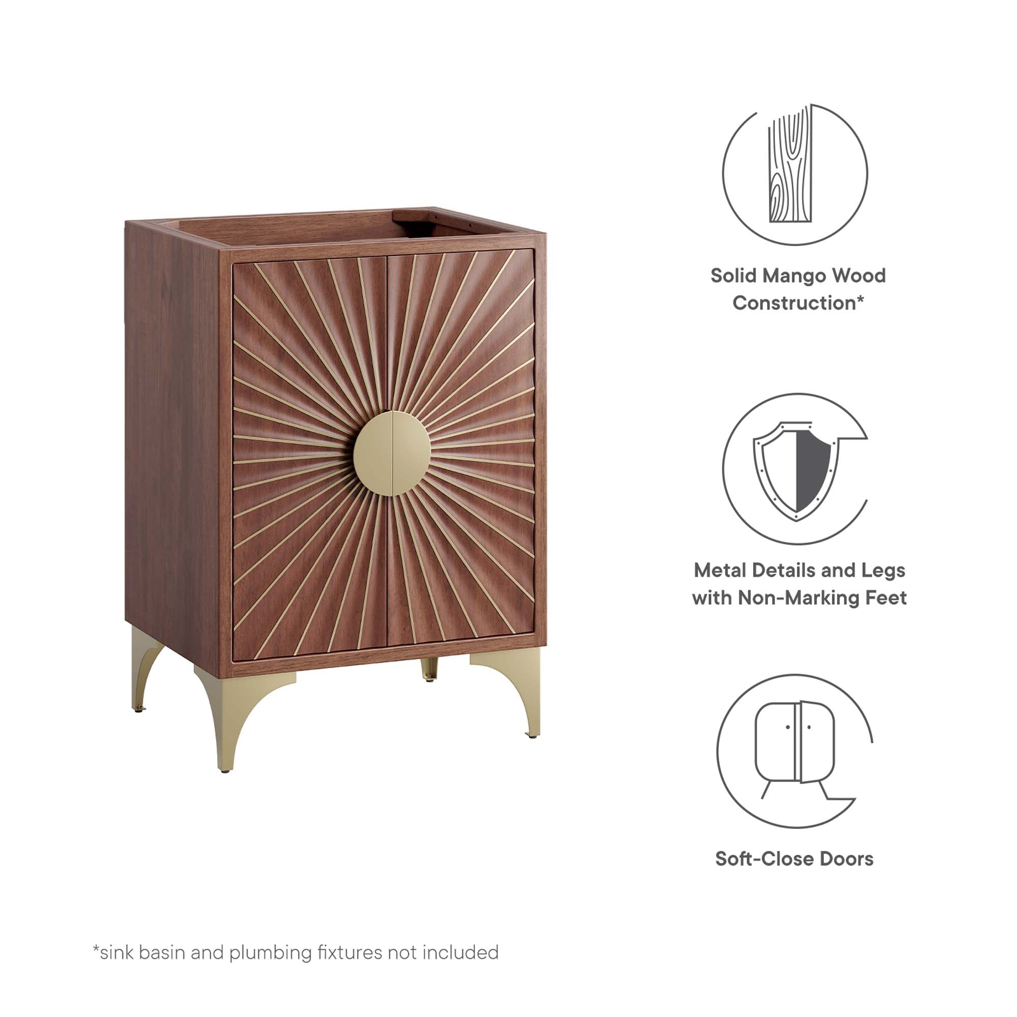 Daylight 24" Bathroom Vanity Cabinet, Walnut