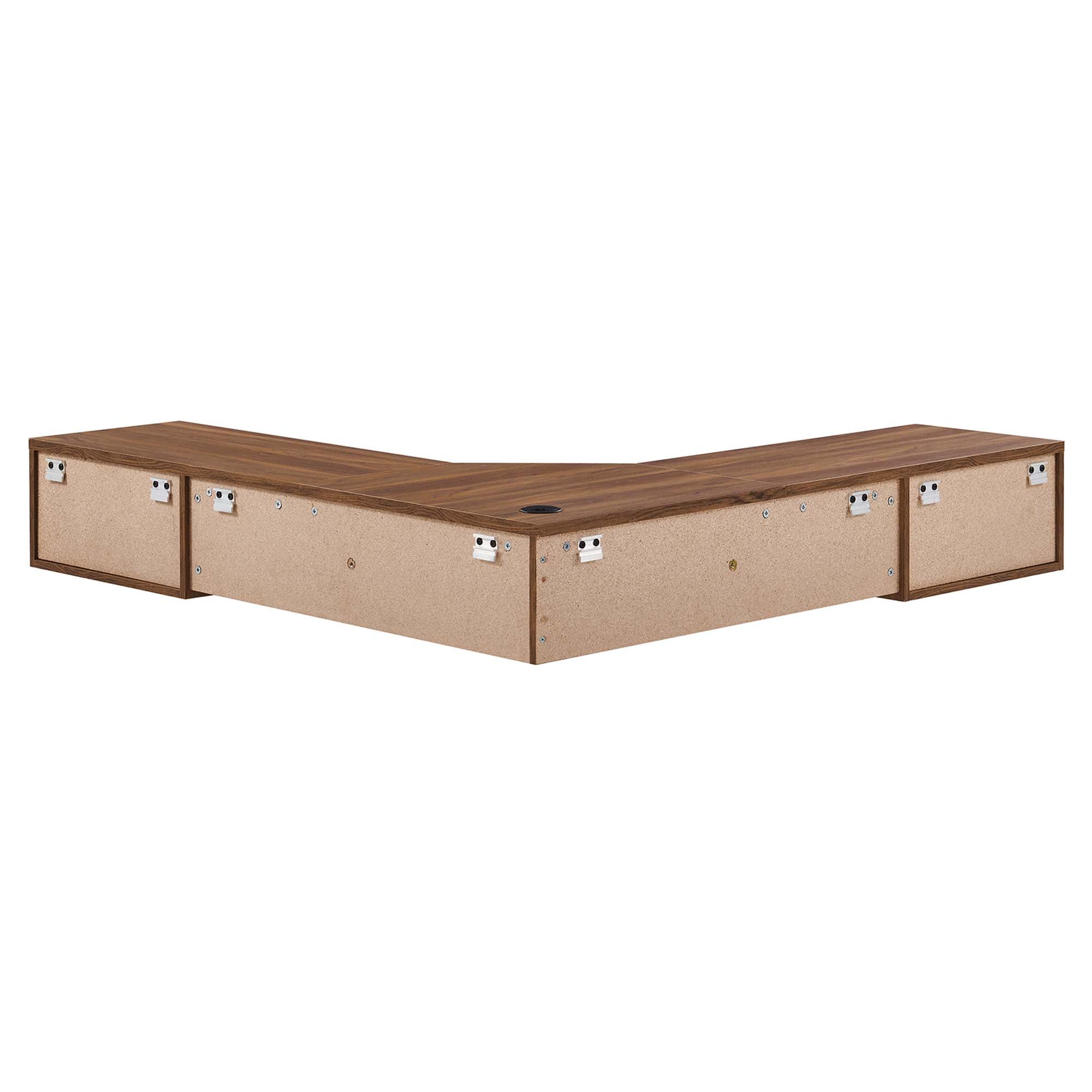 Render Wall Mount Corner Office Desk, Walnut