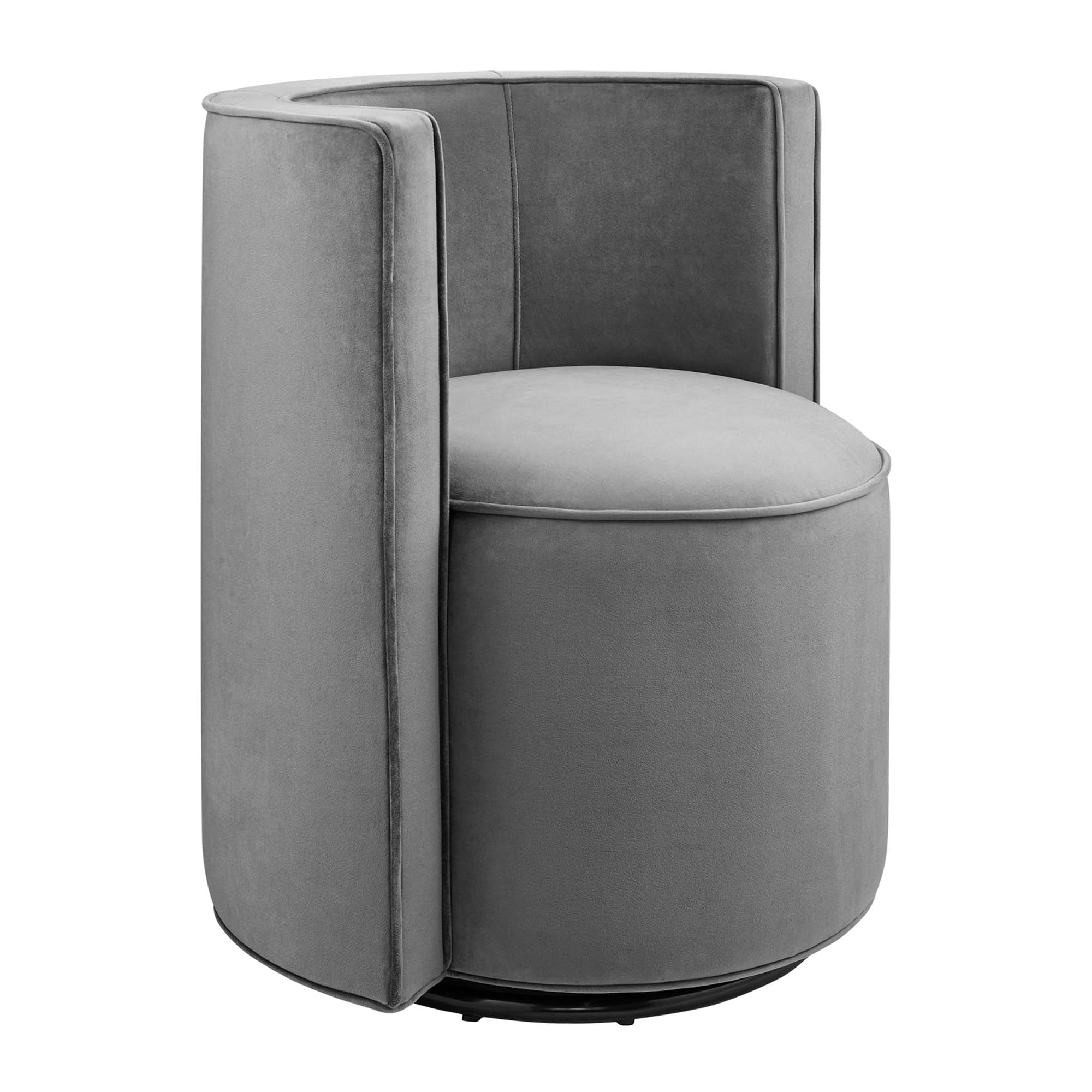 Della Performance Velvet Fabric Swivel Chair, Gray