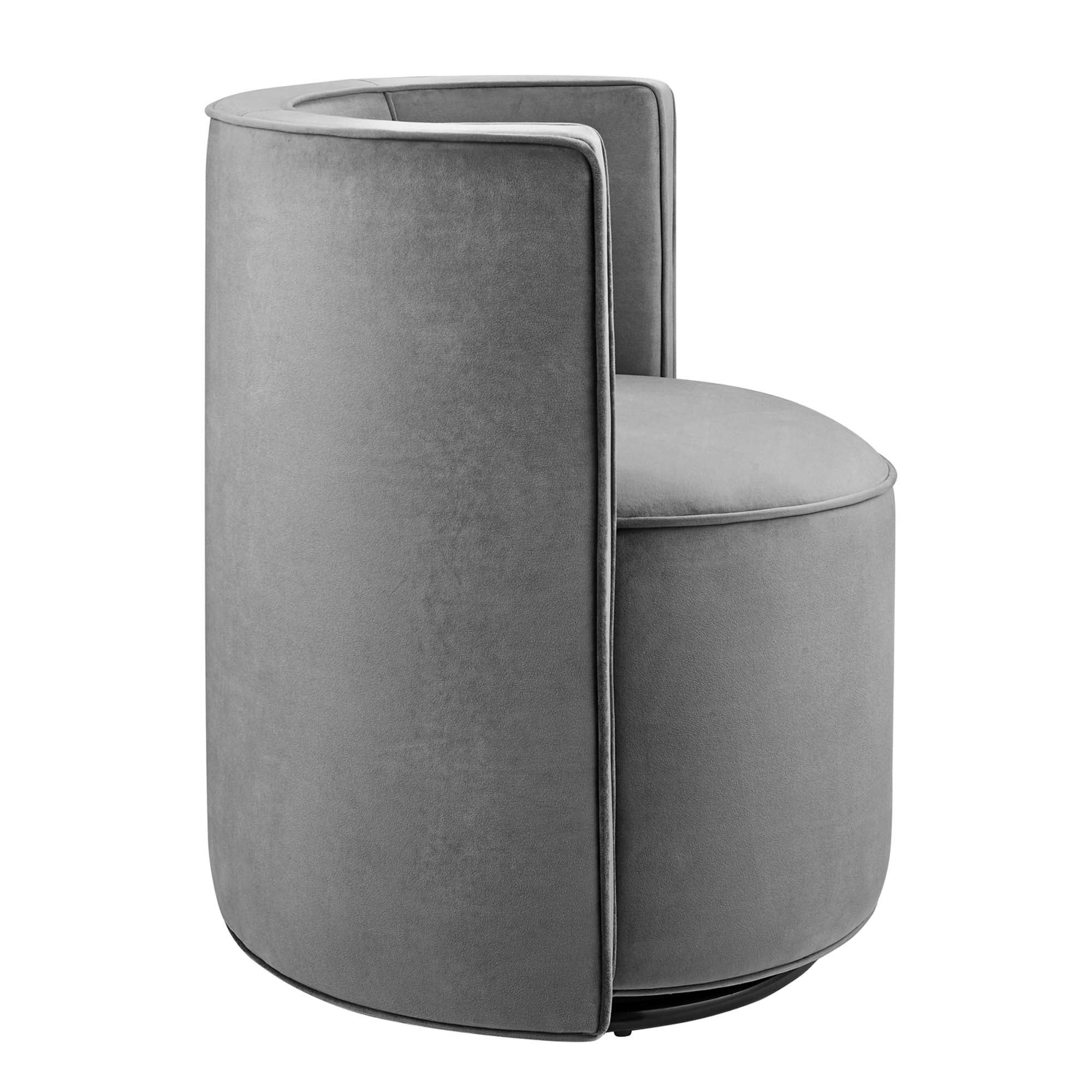 Della Performance Velvet Fabric Swivel Chair, Gray