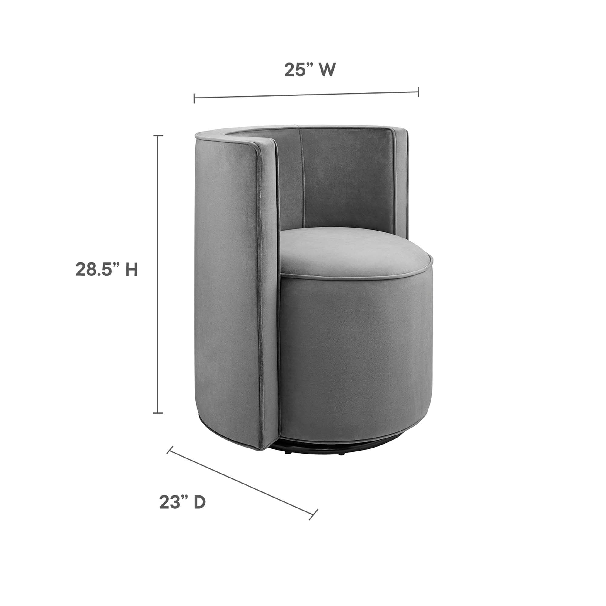 Della Performance Velvet Fabric Swivel Chair, Gray