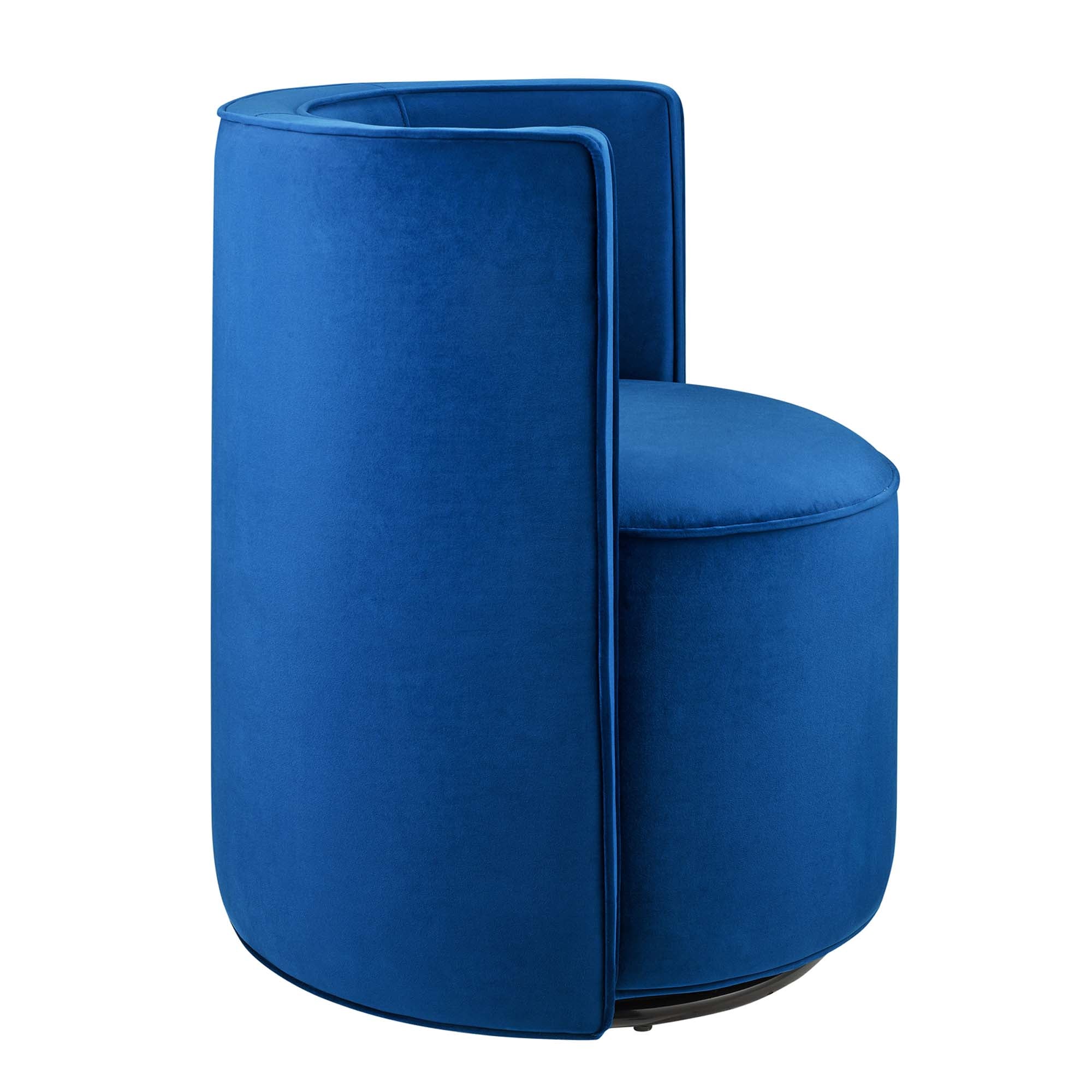 Della Performance Velvet Fabric Swivel Chair, Navy