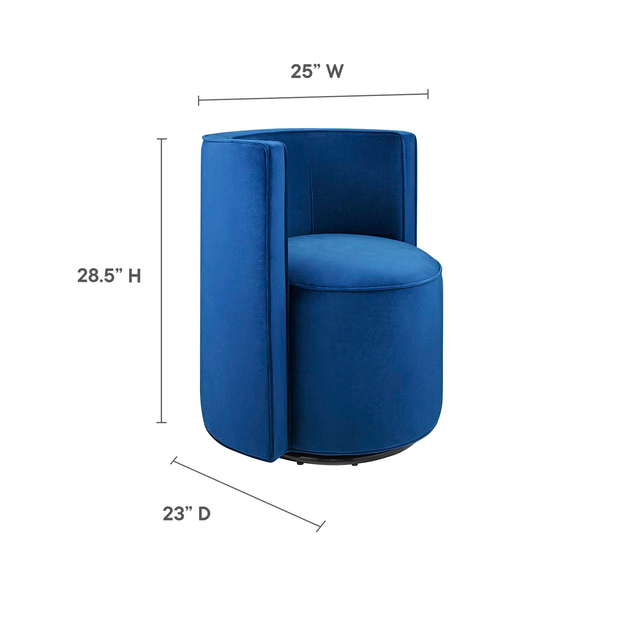 Della Performance Velvet Fabric Swivel Chair, Navy