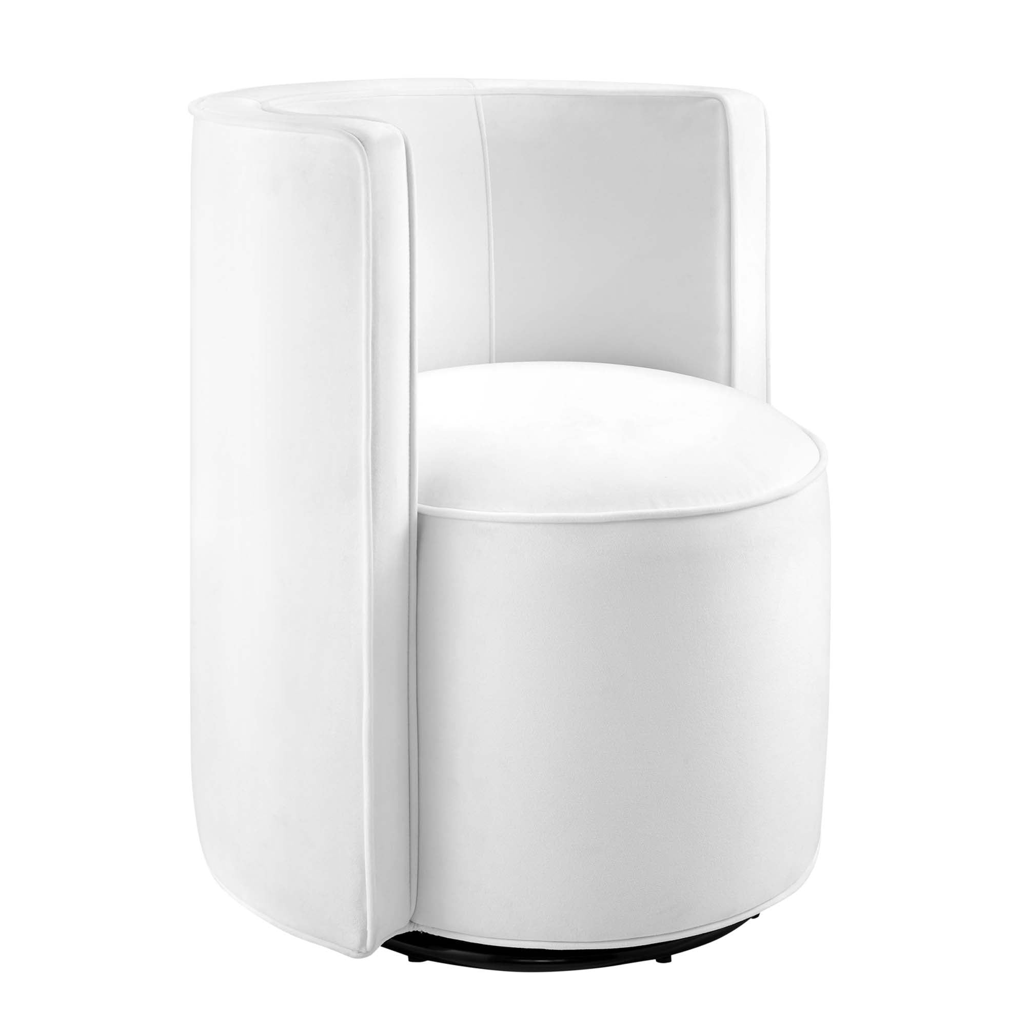 Della Performance Velvet Fabric Swivel Chair, White
