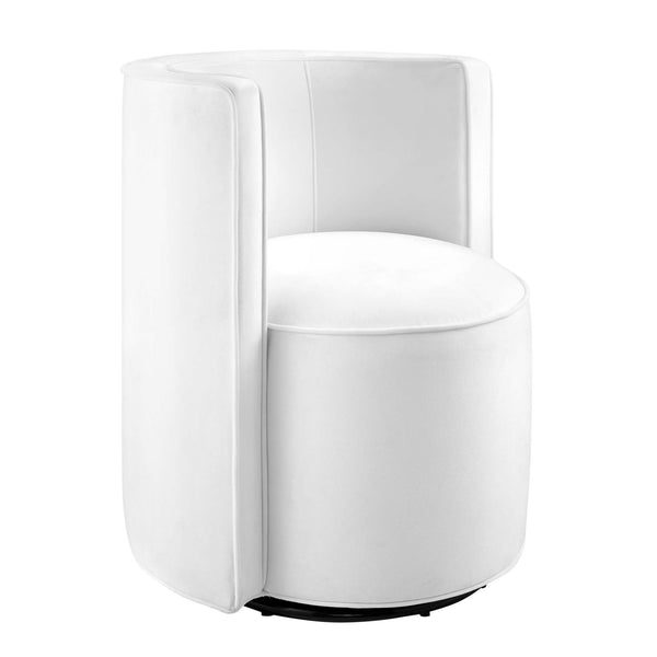 Della Performance Velvet Fabric Swivel Chair, White