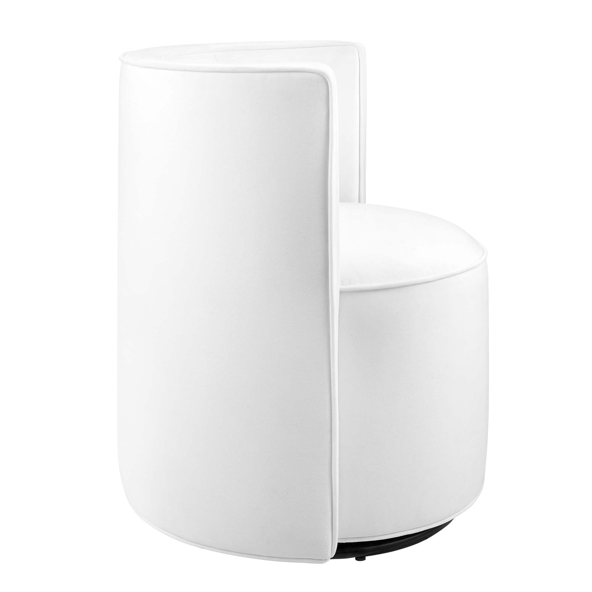 Della Performance Velvet Fabric Swivel Chair, White