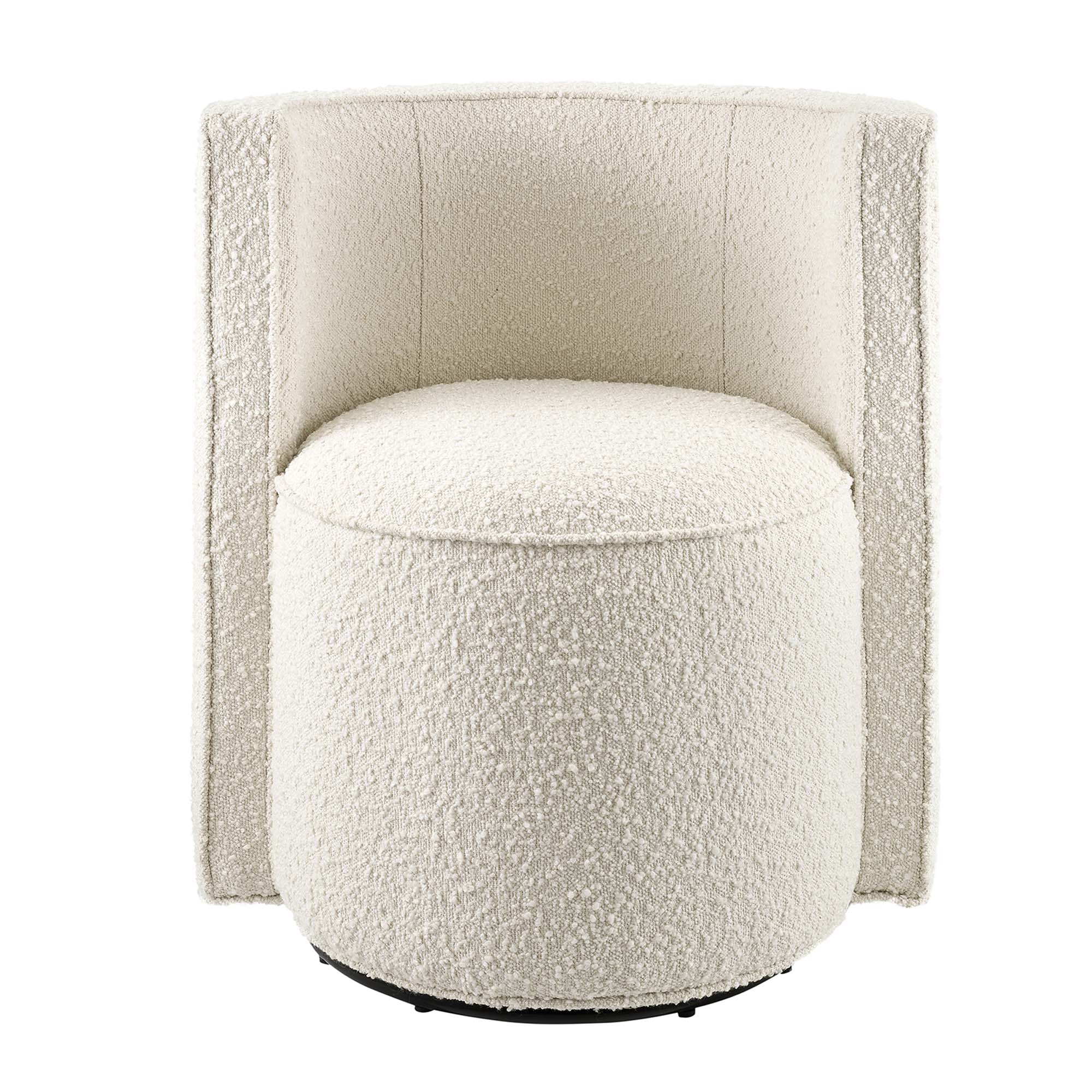 Della Boucle Fabric Swivel Chair, Ivory