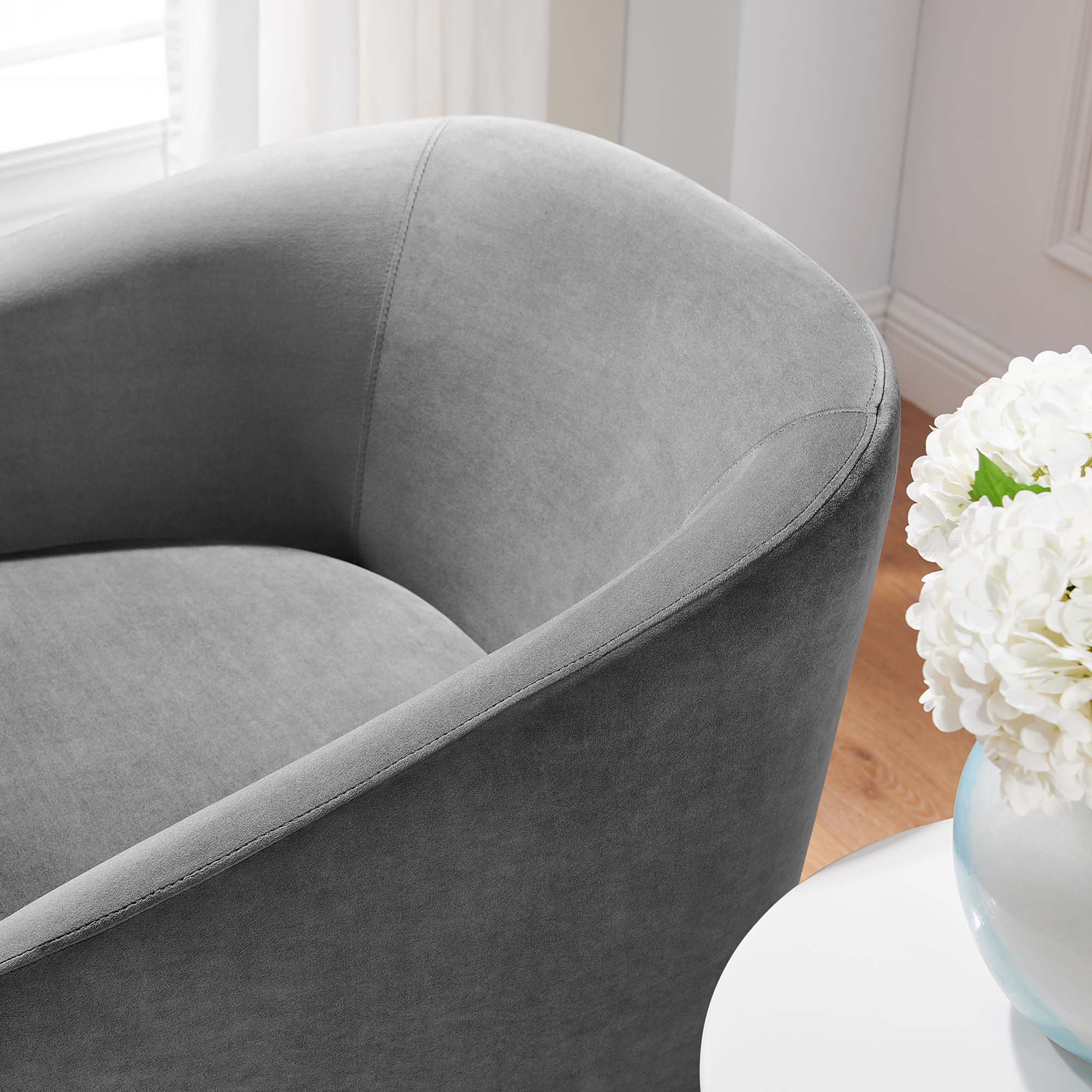 Series Performance Velvet Fabric Swivel Chair, Gray