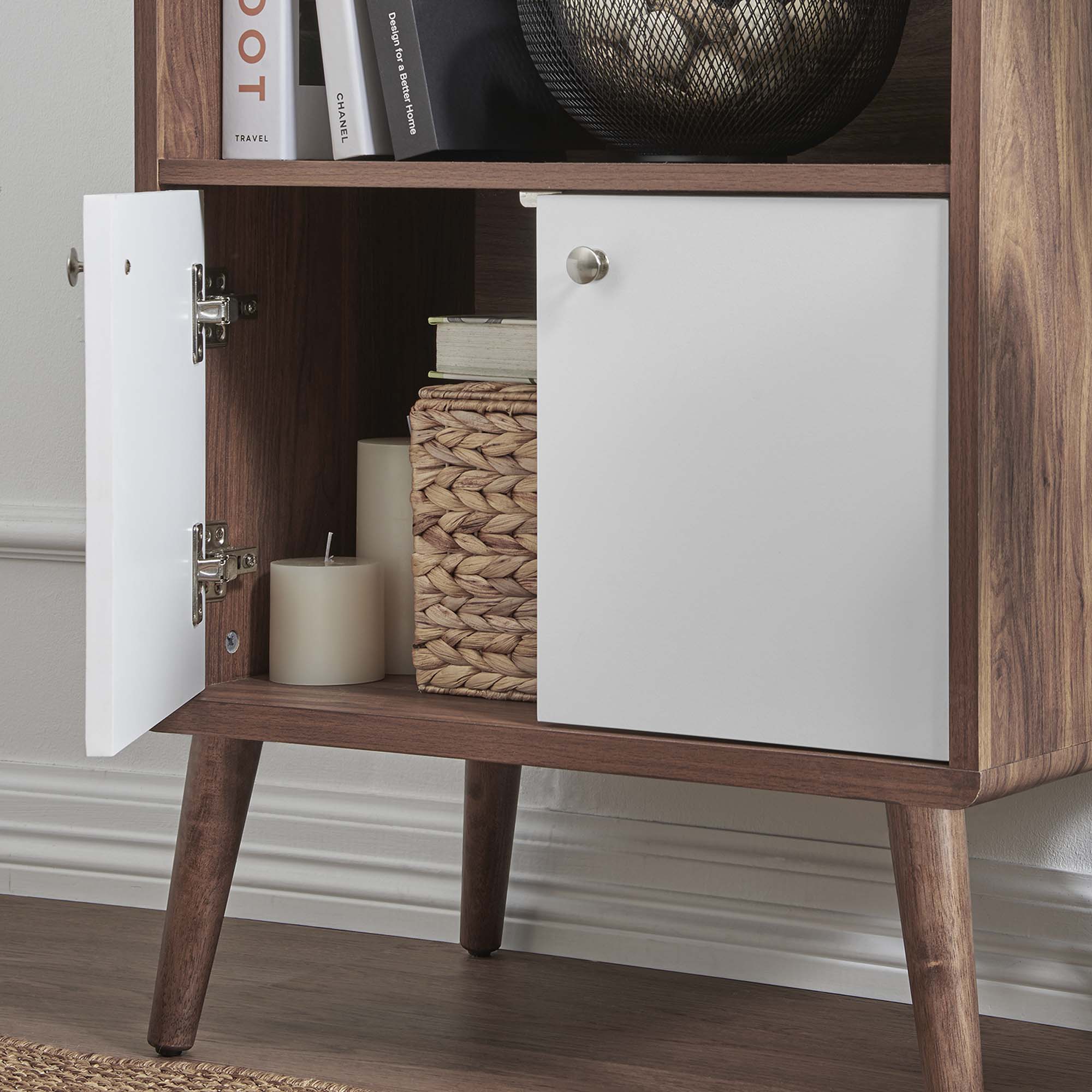 Transmit Display Cabinet Bookshelf, Walnut White