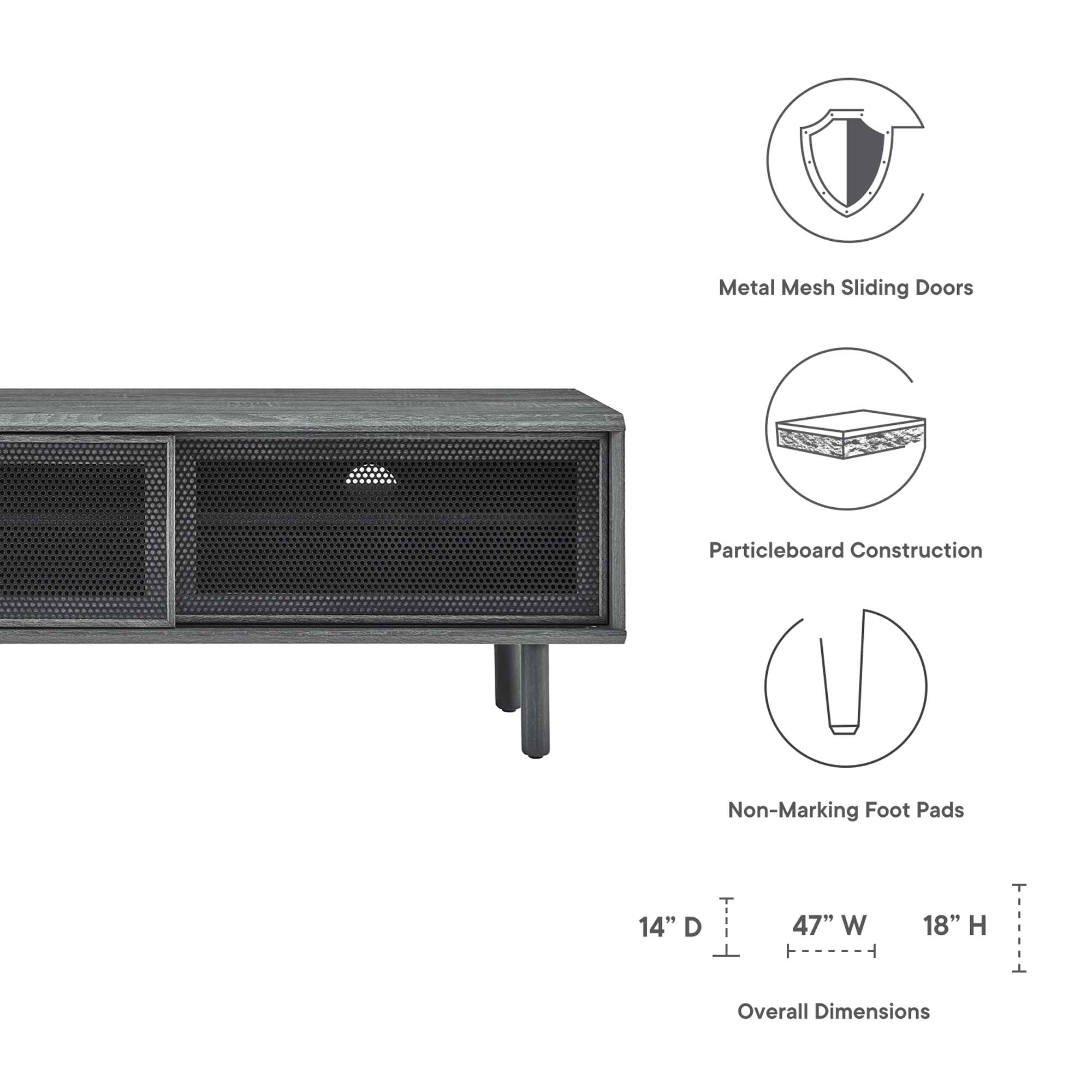 Kurtis 47" TV Stand, Charcoal
